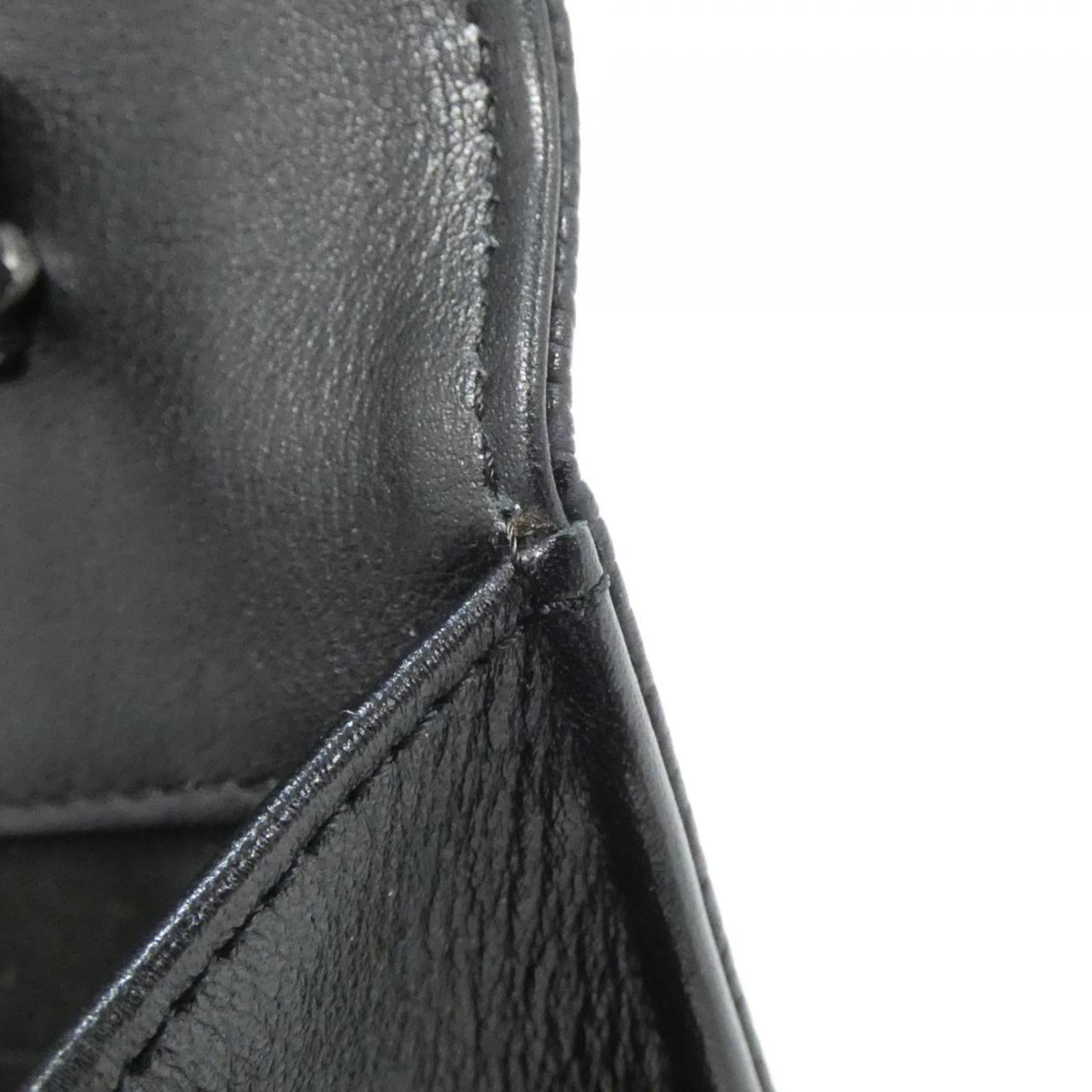 Chanel Black Grained Calfskin Chain/Shoulder Wallet (Pre-Owned)