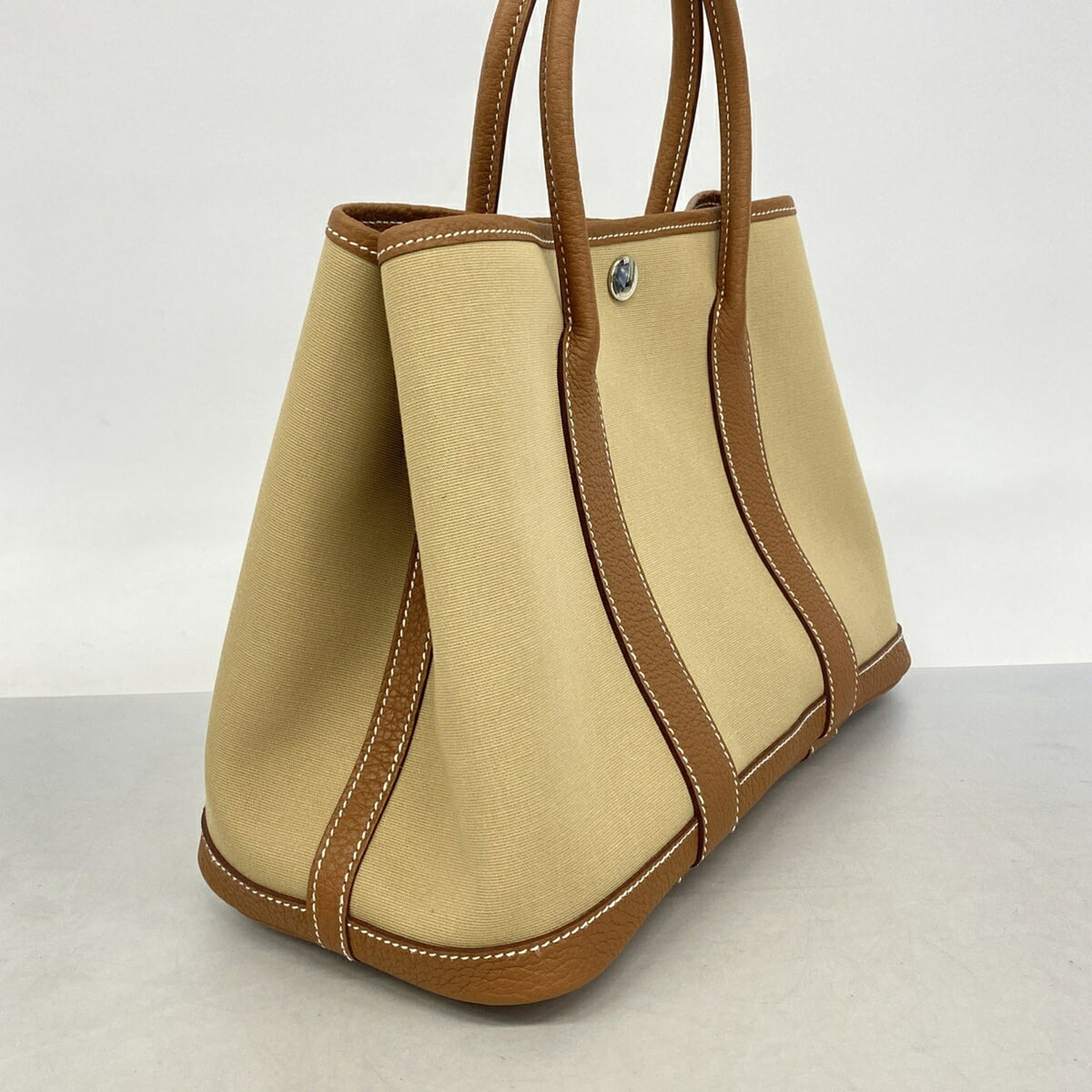Hermes Gold Toile Officier Tote Bag (Pre-Owned)