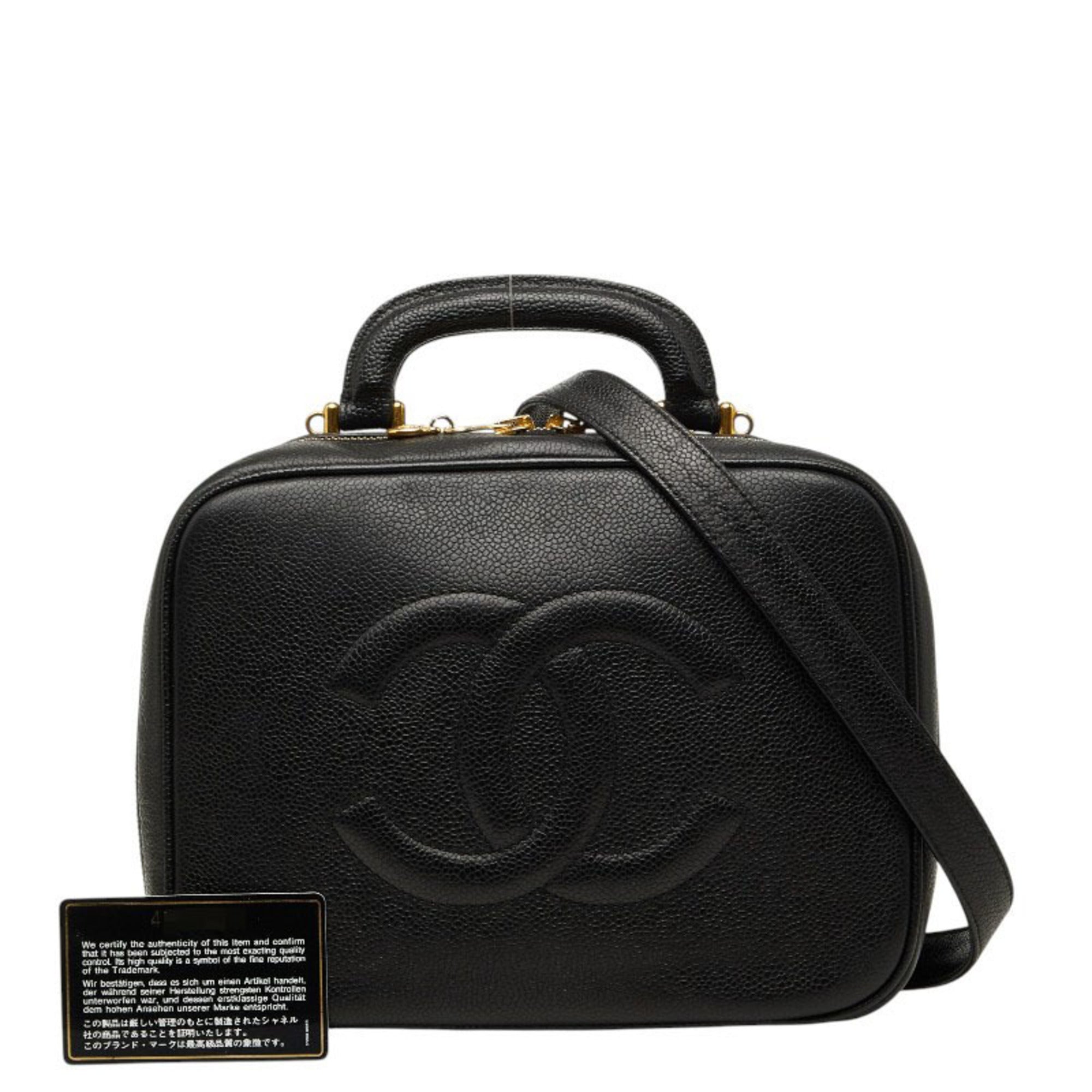 Chanel Black Grained Calfskin Handbag Shoulder Bag Vanity Bag (Pre-Owned)