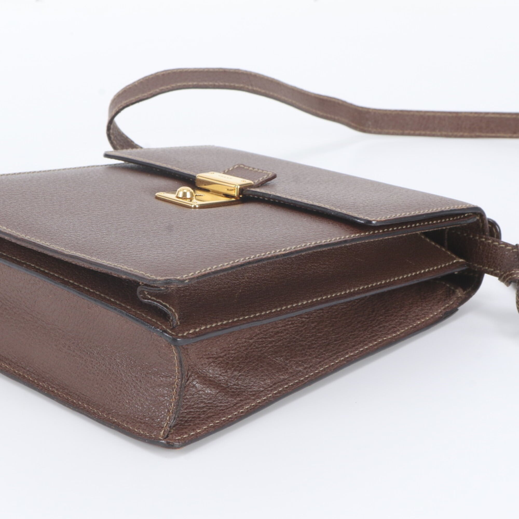 Gucci Brown Leather Crossbody Bag Handbag Shoulder Bag (Pre-Owned)