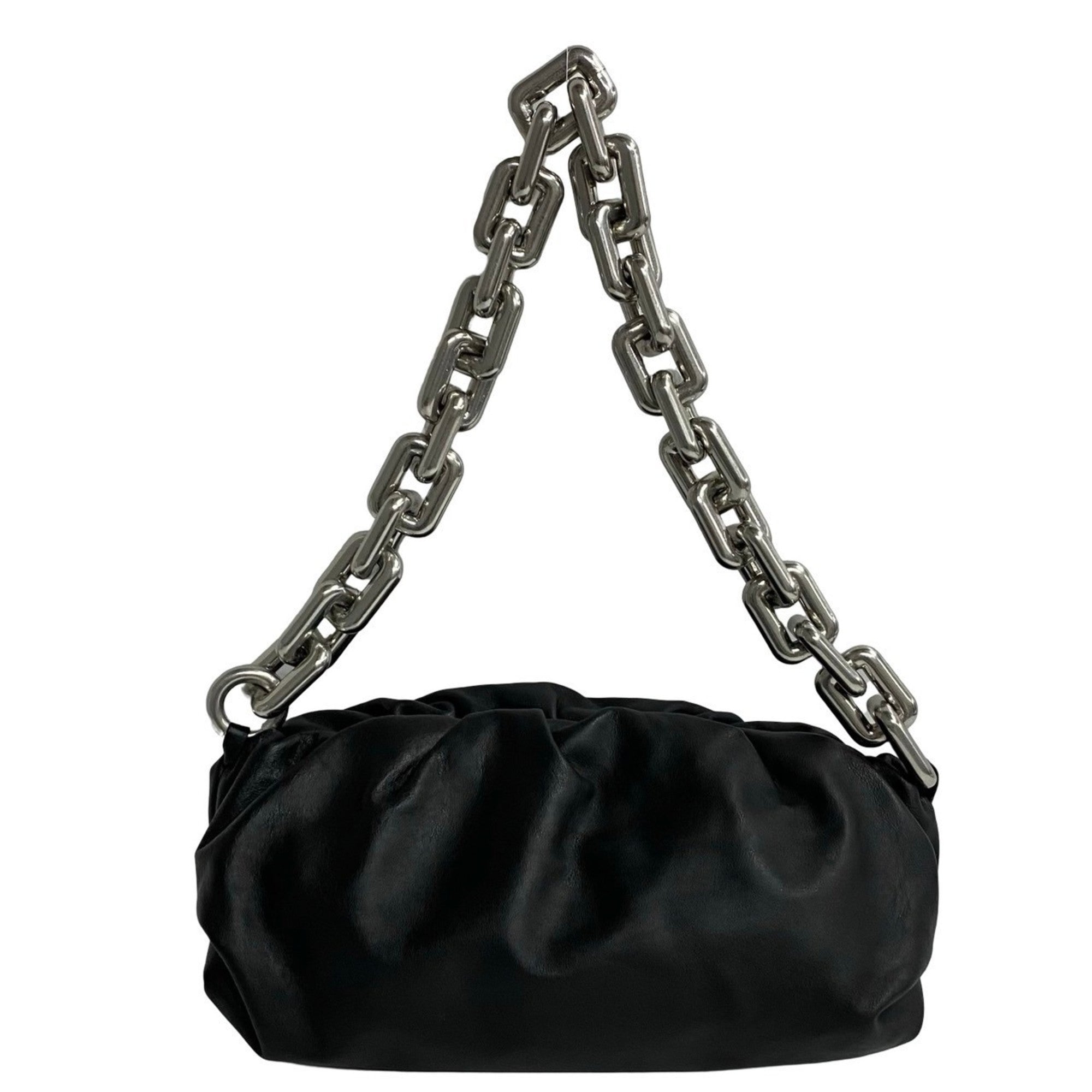 Bottega Veneta Black Silver Leather Handbag Pouch Shoulder Bag (Pre-Owned)