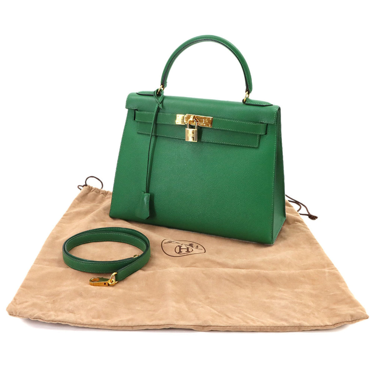 Hermes Vert Bengal Courchevel Leather Handbag (Pre-Owned)