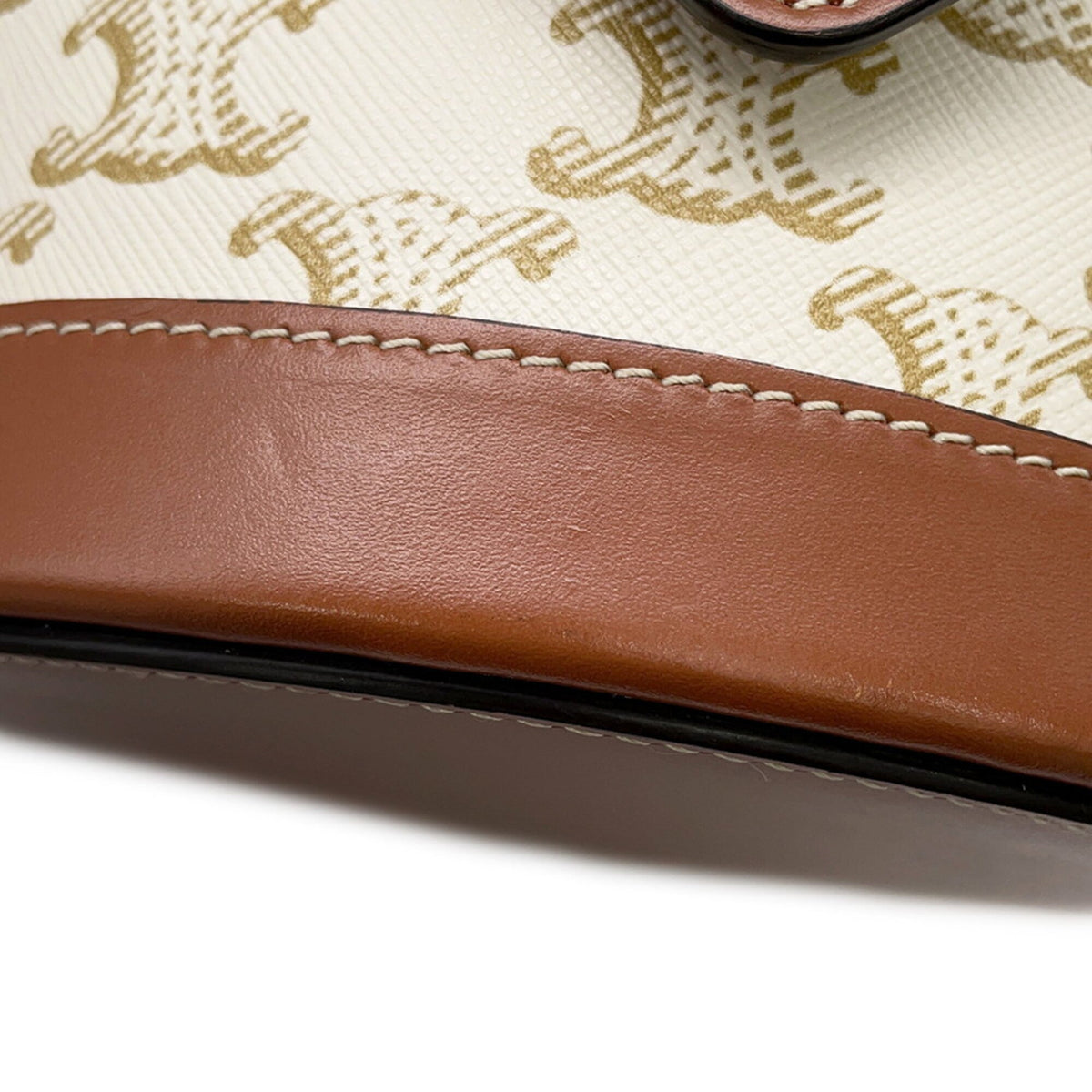 Celine Beige Brown Leather Pvc Handbag Shoulder Bag (Pre-Owned)