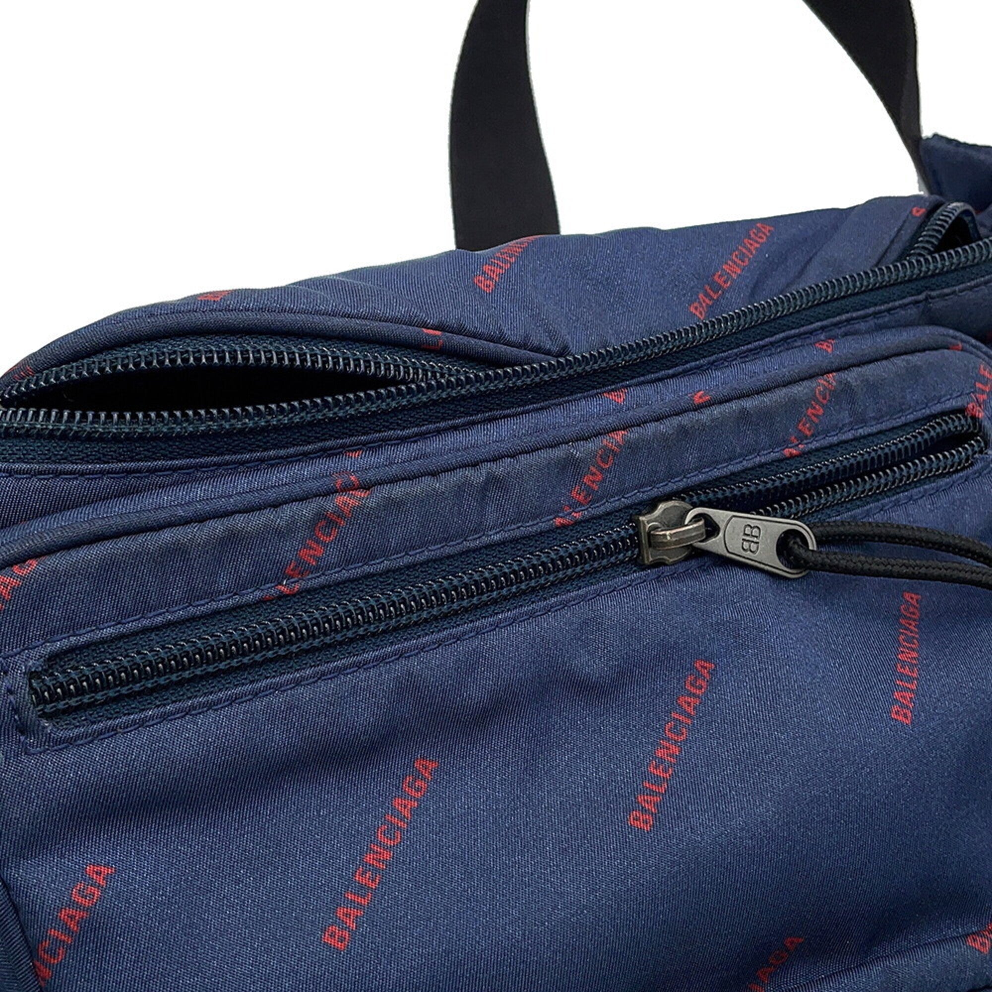 Balenciaga Navy Red Color Nylon Sling Bag (Pre-Owned)