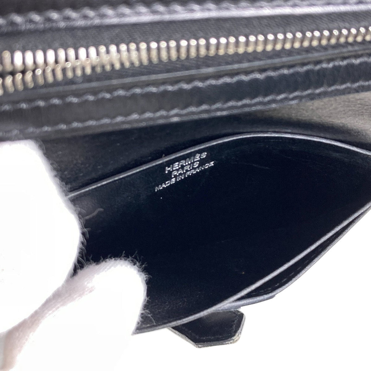 Hermes Black Box Calf Leather Wallet (Bi-Fold) (Pre-Owned)