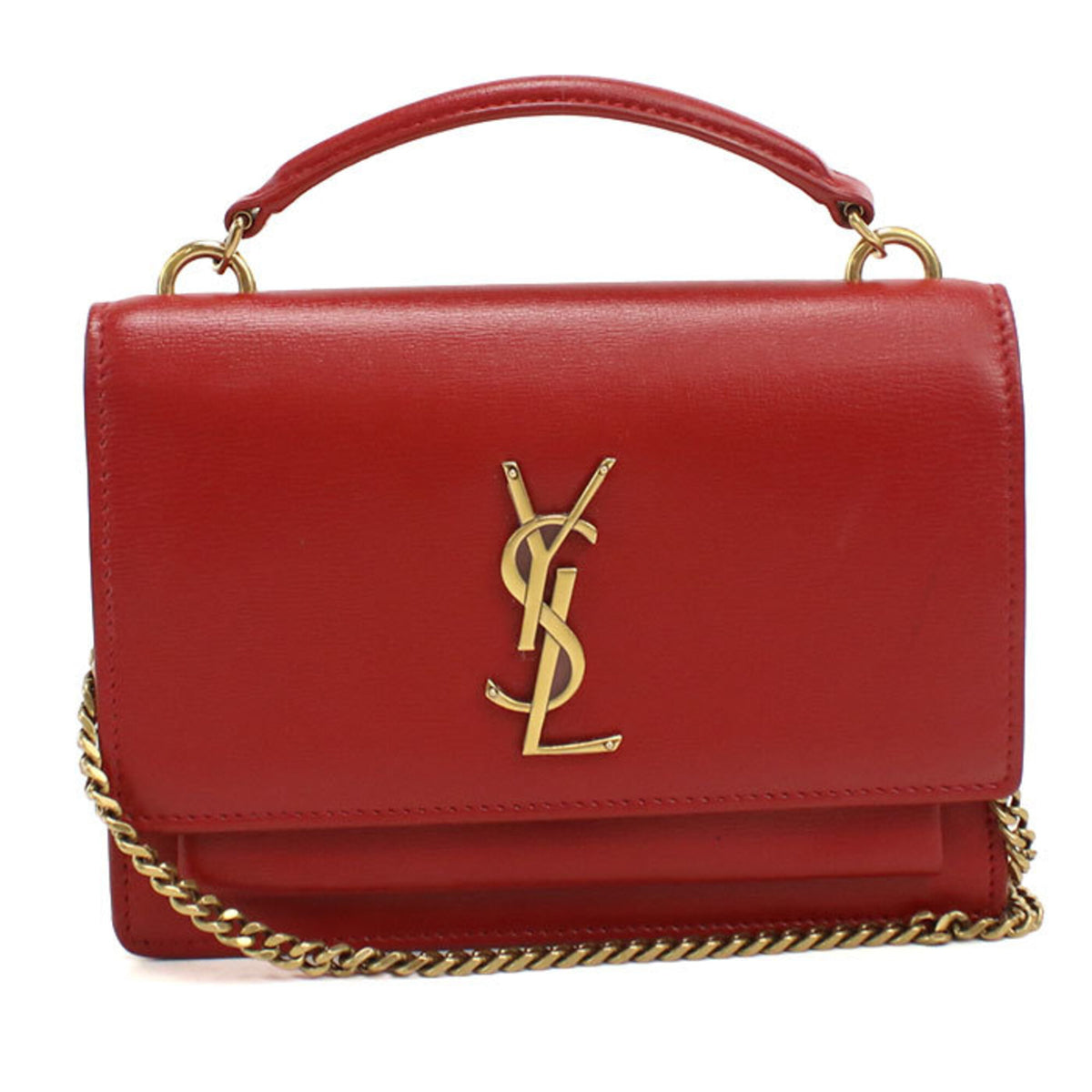 Saint Laurent Red Color Leather Shoulder Bag (Pre-Owned)