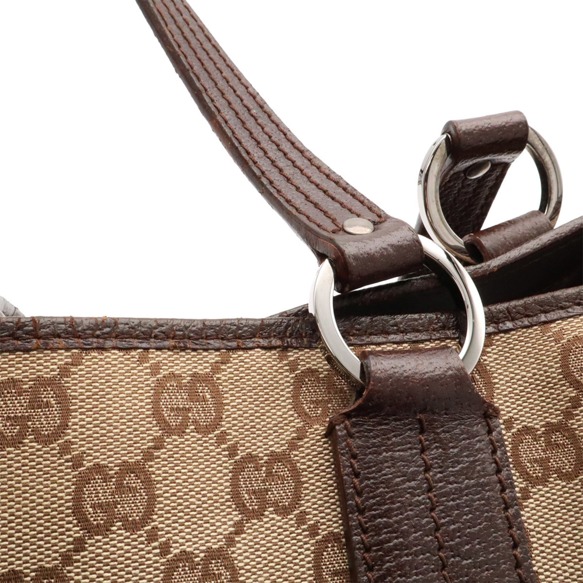 Gucci Beige Dark Brown Khaki Gg Canvas Shoulder Bag Tote Bag (Pre-Owned)
