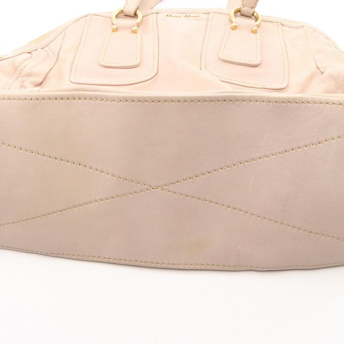 Miu Miu Ivory Leather Boston Bag Handbag (Pre-Owned)