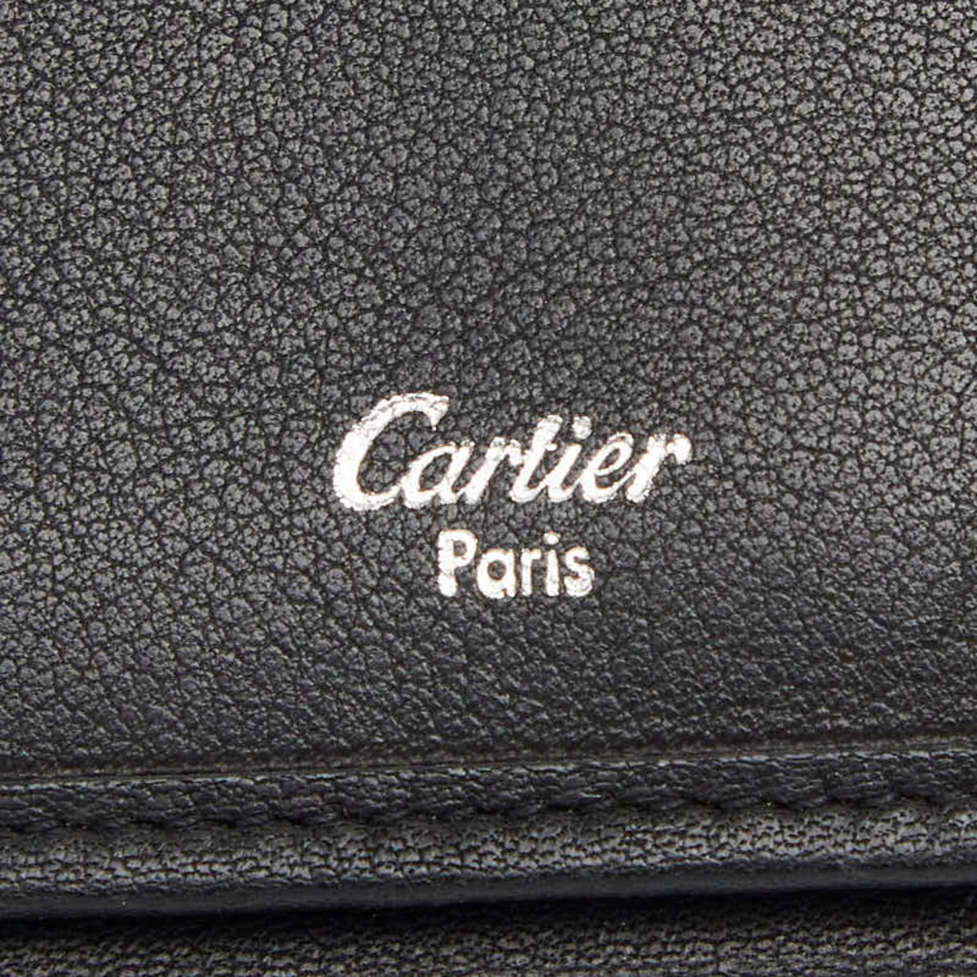 Cartier Black Leather Long Wallet (Tri-Fold) (Pre-Owned)