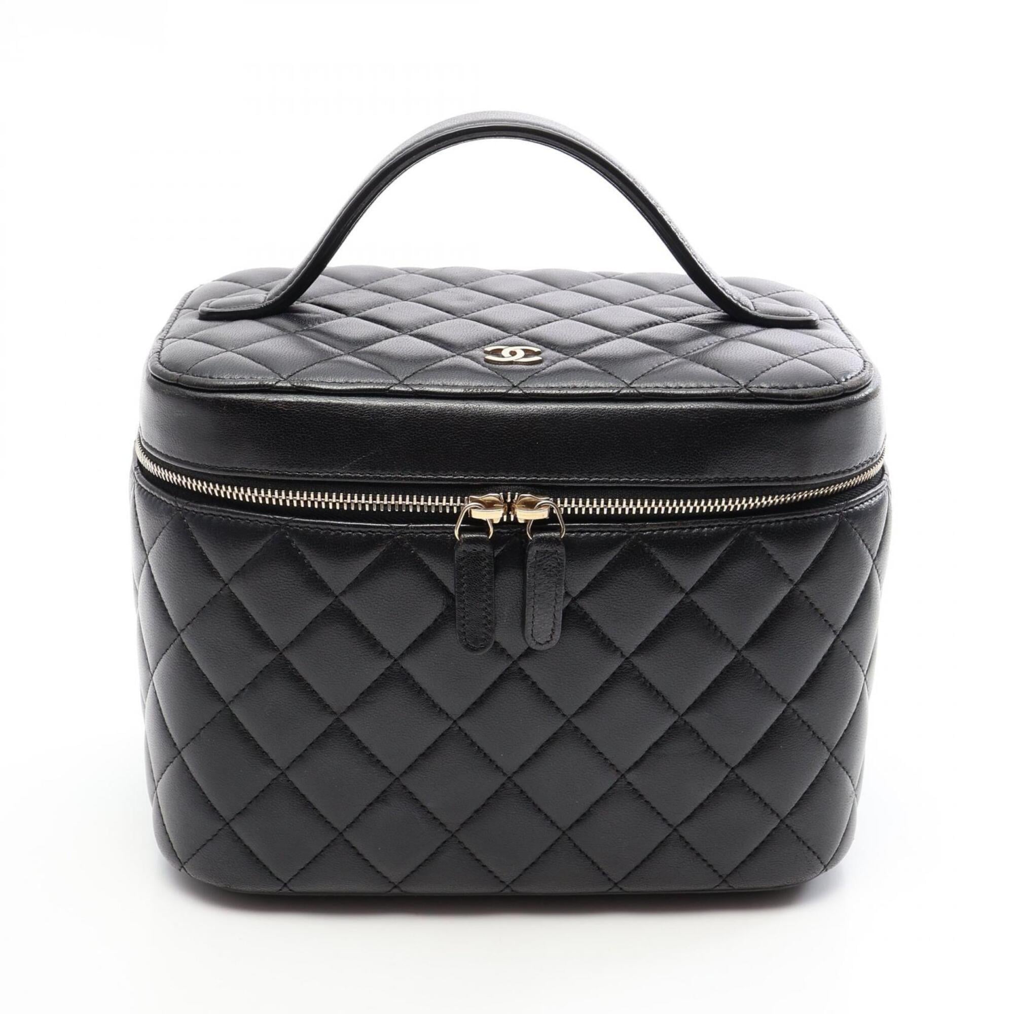 Chanel Black Leather Handbag Vanity Bag (Pre-Owned)