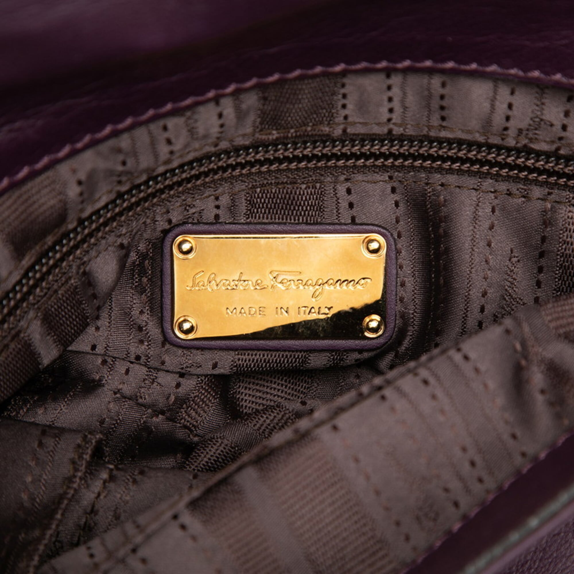 Salvatore Ferragamo Purple Leather Handbag (Pre-Owned)