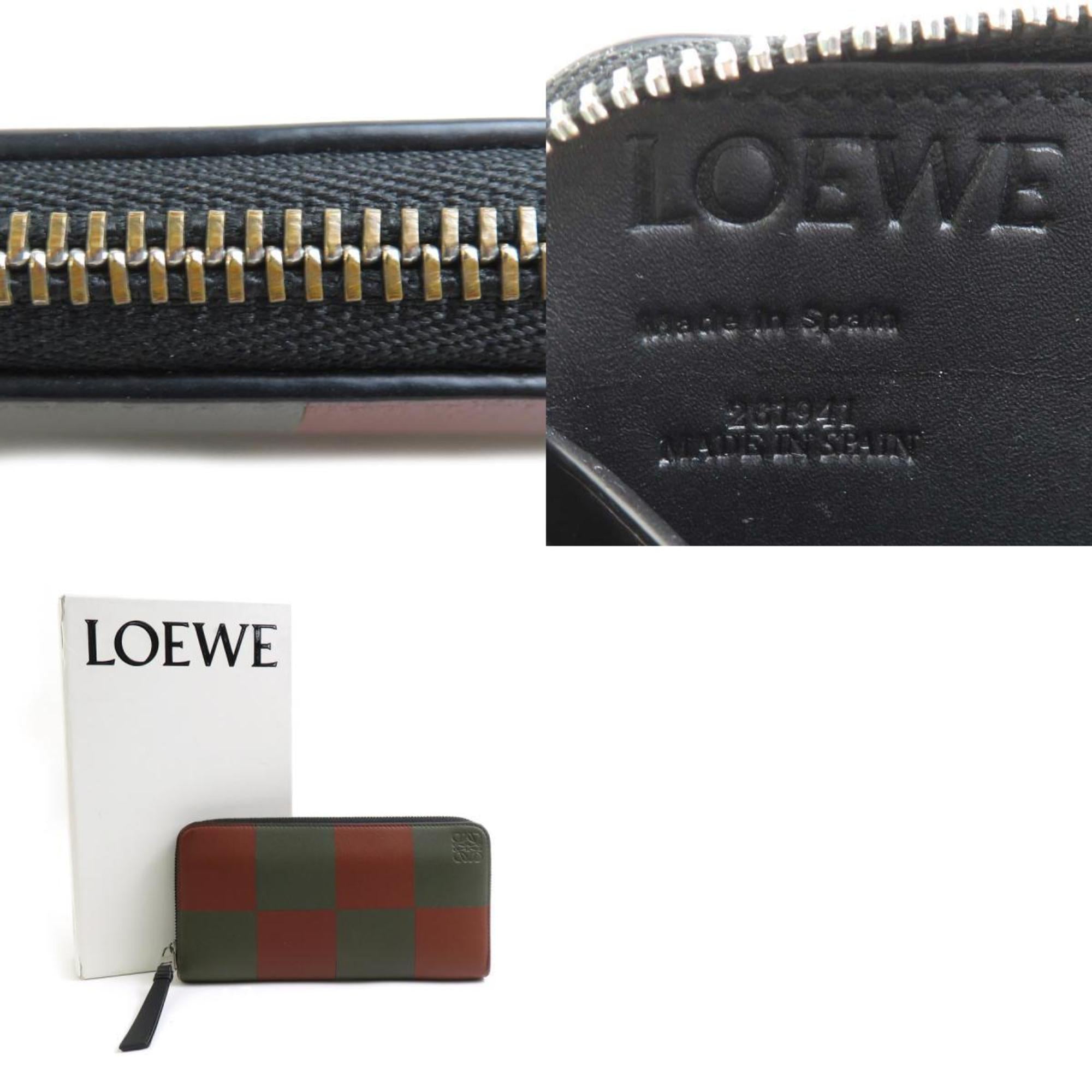 Loewe Brown Khaki Leather Long Wallet (Bi-Fold) (Pre-Owned)