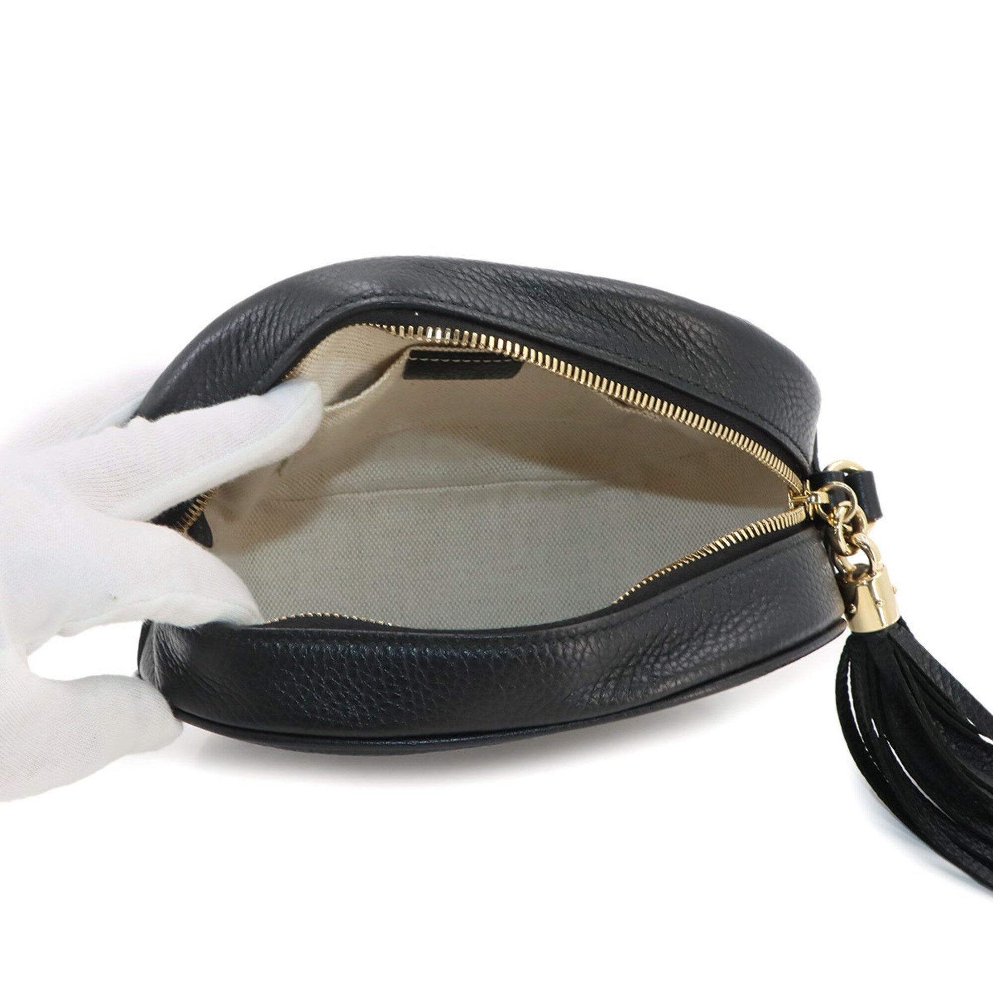 Gucci Black Leather Handbag Shoulder Bag (Pre-Owned)
