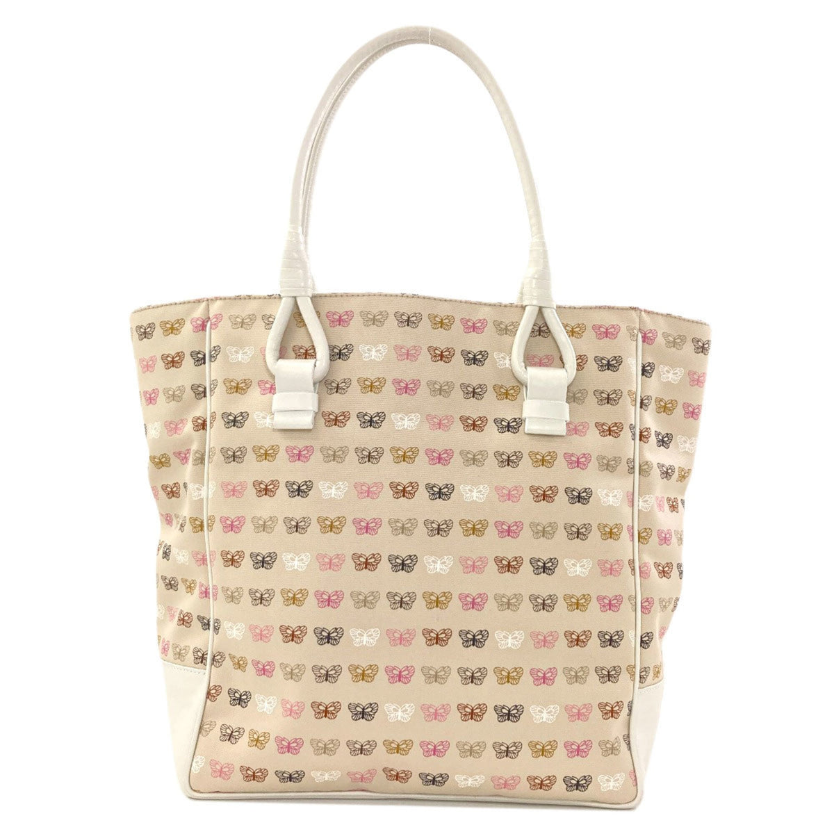 Bottega Veneta Beige Pink White Canvas Tote Bag (Pre-Owned)