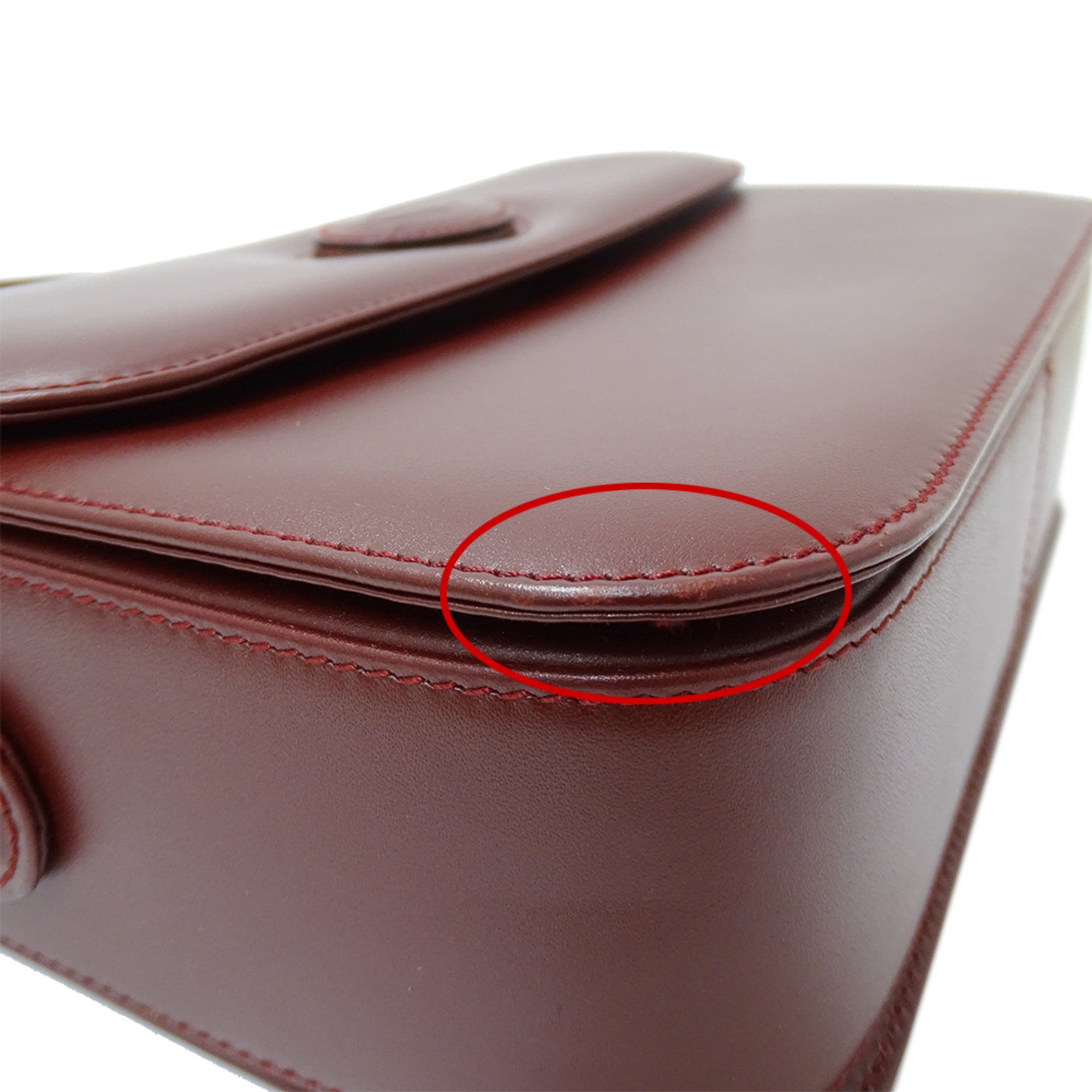 Cartier Must Bordeaux Leather Handbag Shoulder Bag (Pre-Owned)