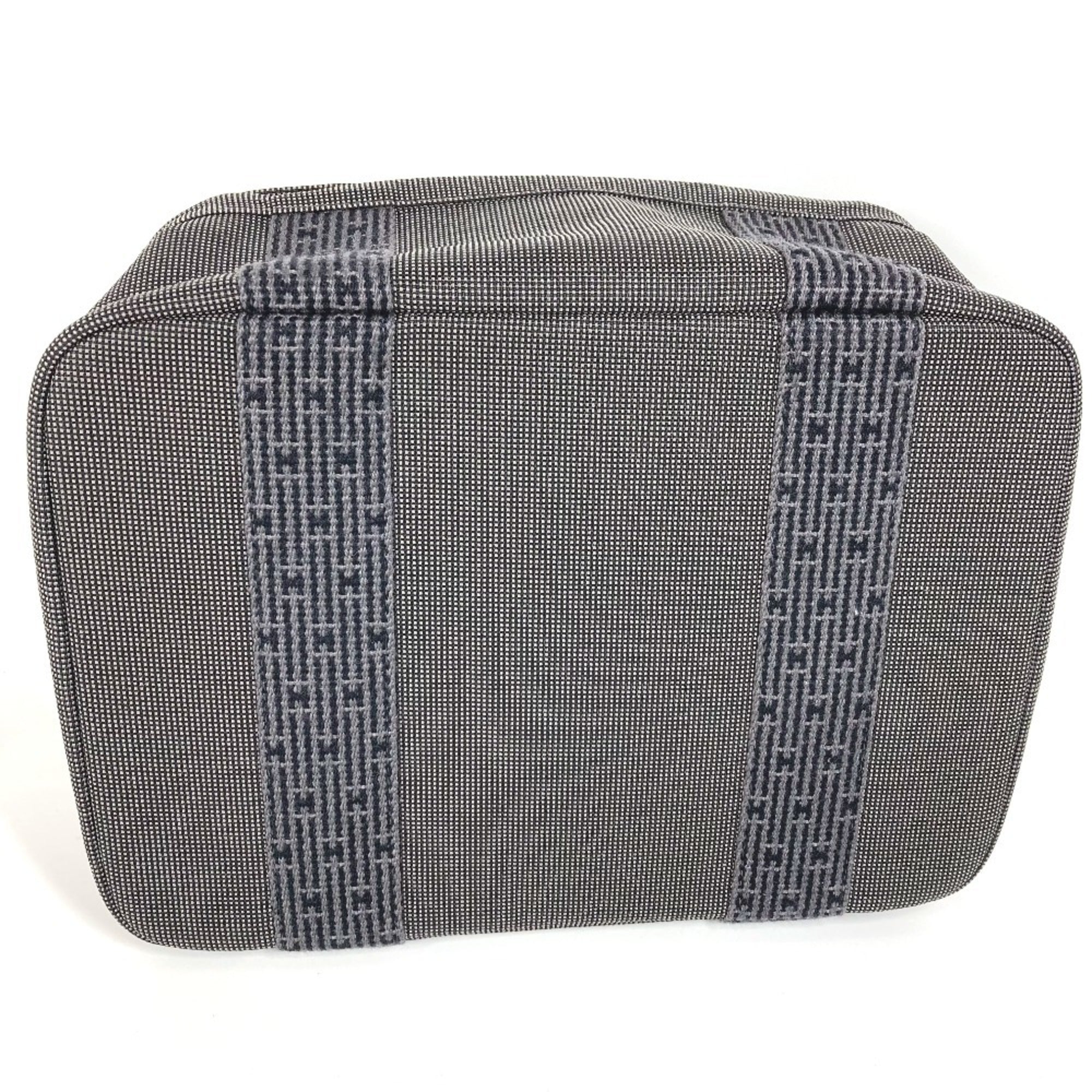 Hermes Gray Canvas Handbag Pouch Vanity Bag (Pre-Owned)