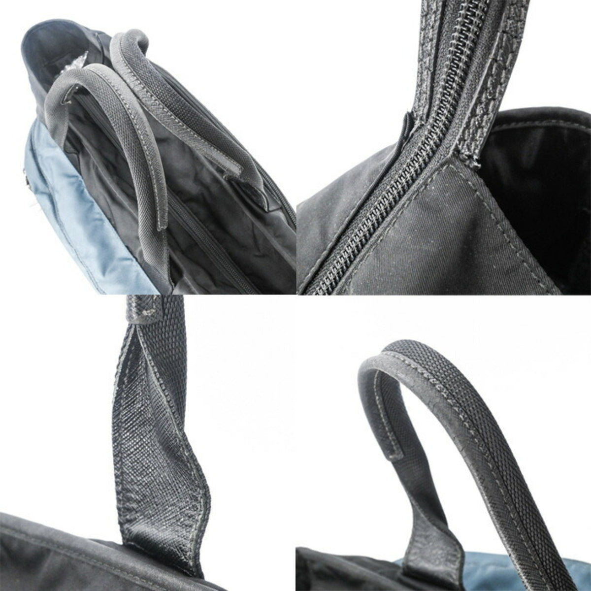 Prada Black Blue Nylon Handbag Tote Bag (Pre-Owned)