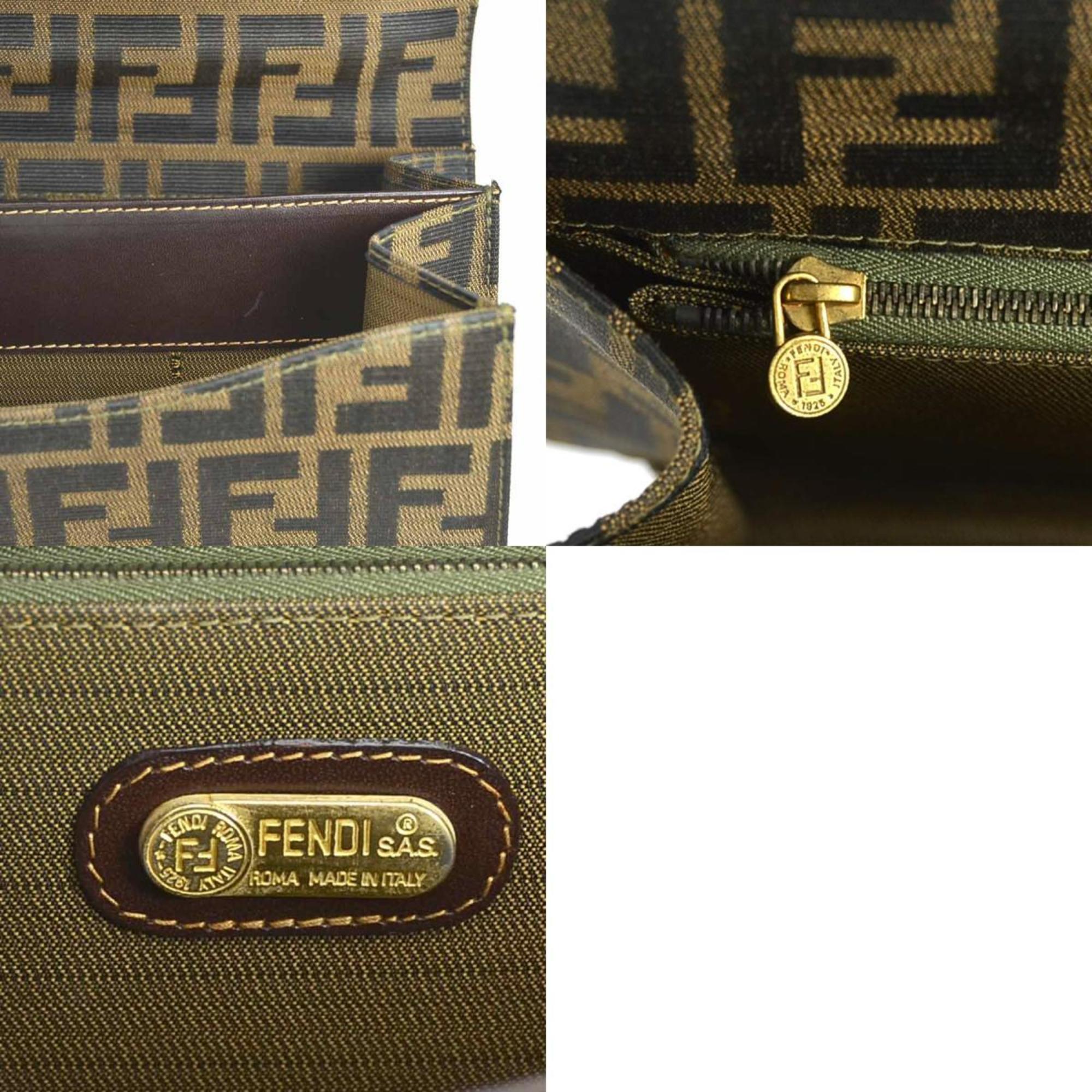 Fendi Brown Canvas Leather Shoulder Bag (Pre-Owned)