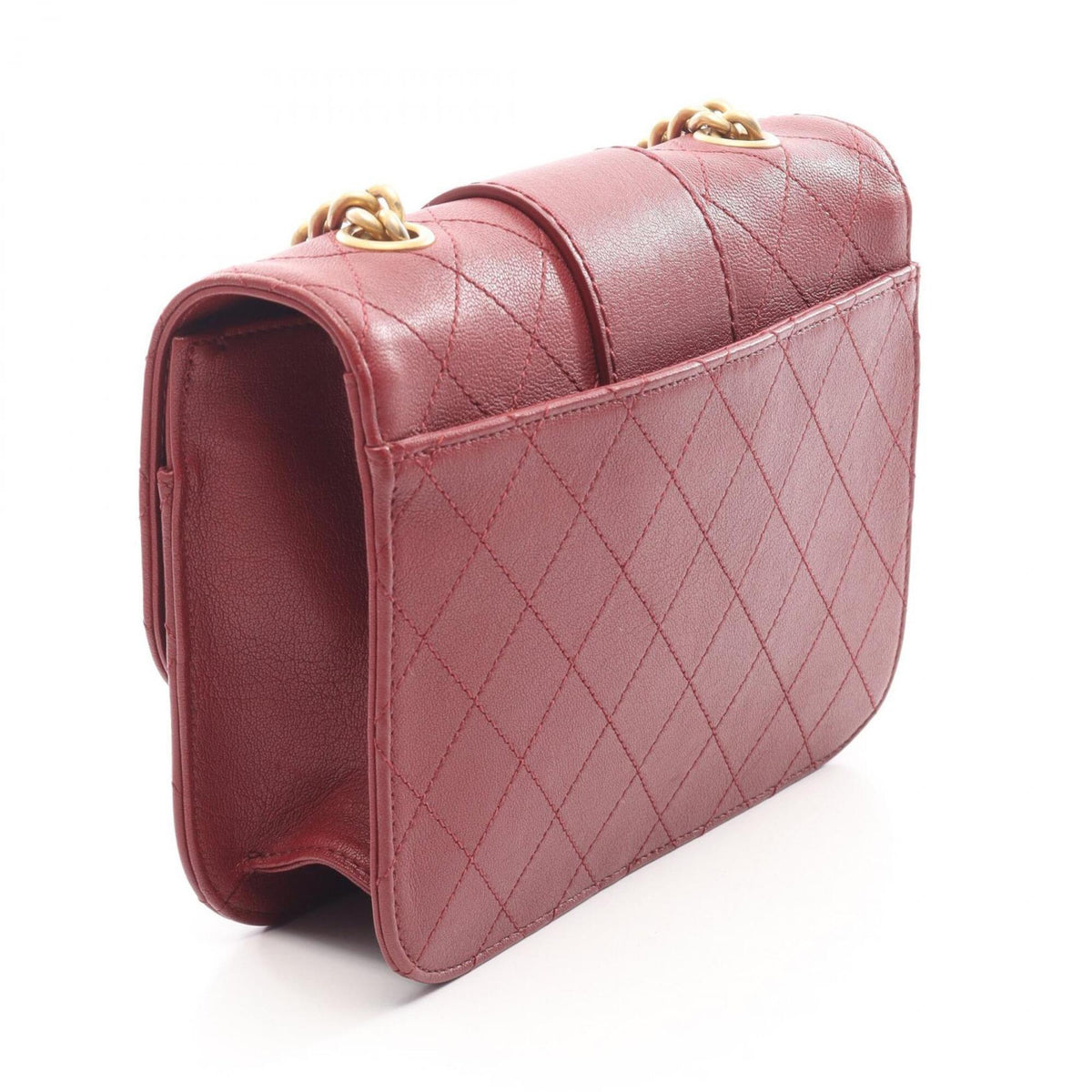 Chanel Bordeaux Leather Handbag Shoulder Bag (Pre-Owned)