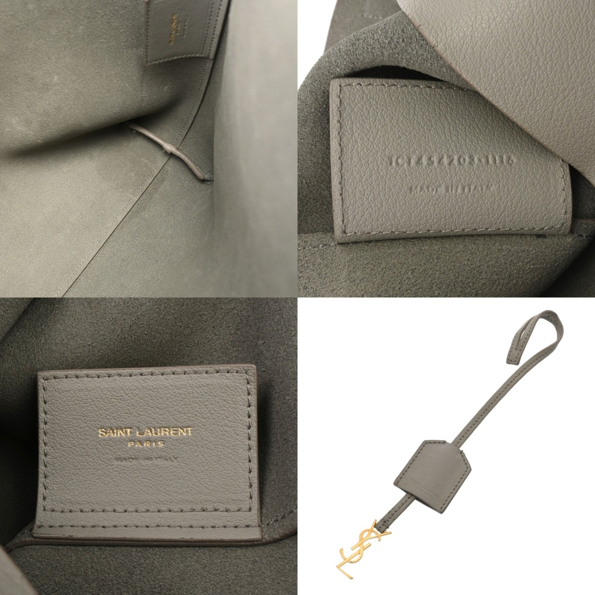 Saint Laurent Gray Leather Tote Bag (Pre-Owned)