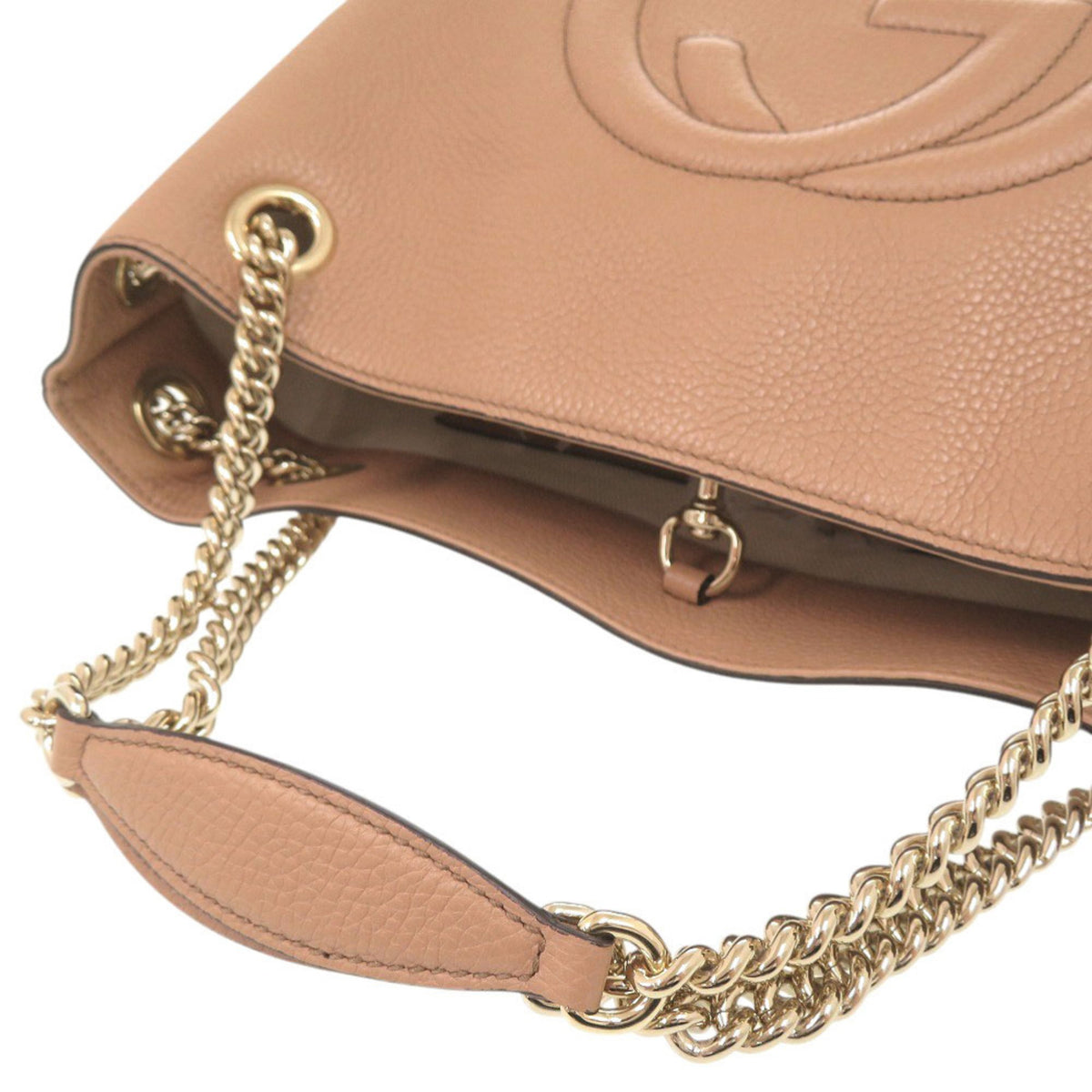 Gucci Beige Leather Shoulder Bag Tote Bag (Pre-Owned)