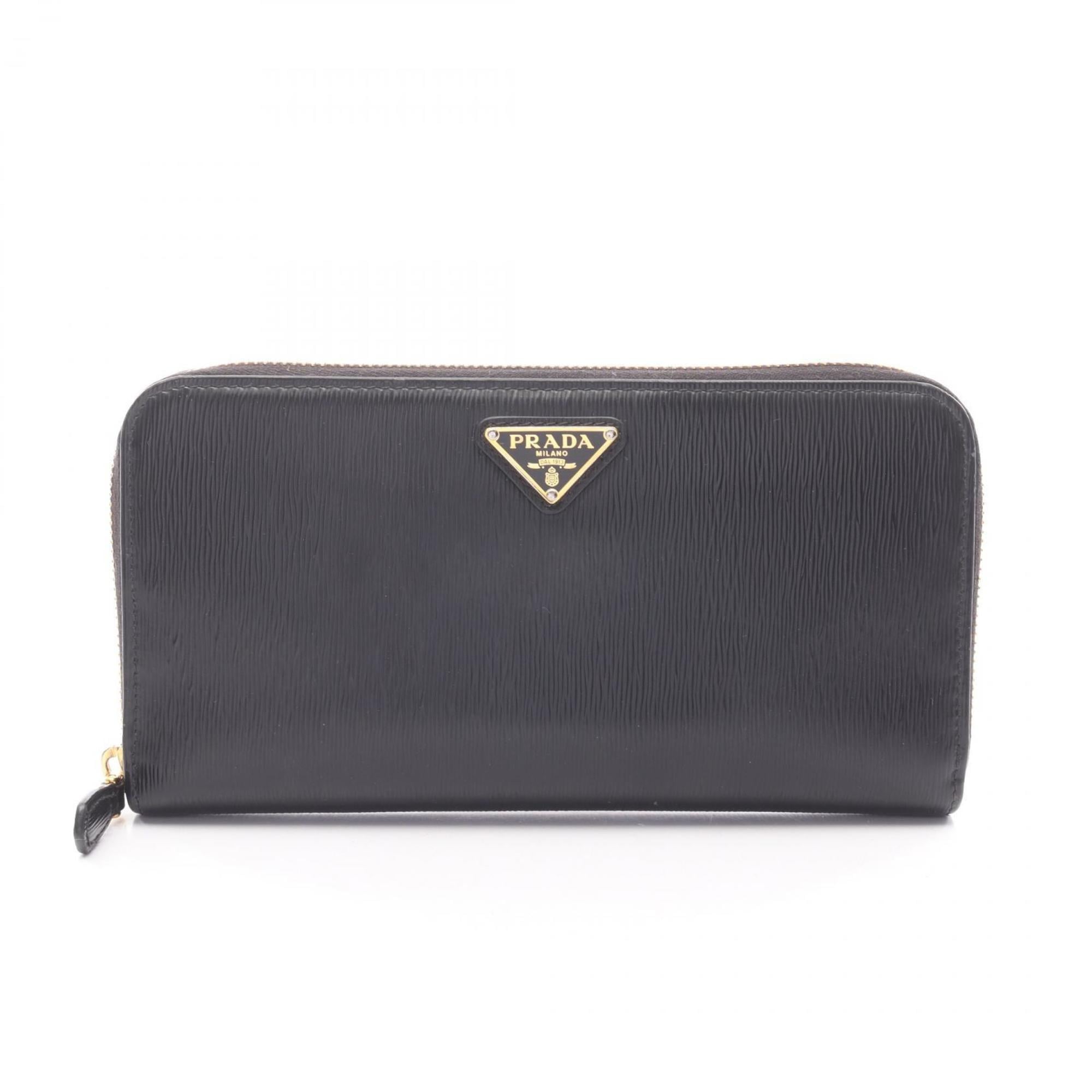 Prada Black Leather Long Wallet (Bi-Fold) (Pre-Owned)