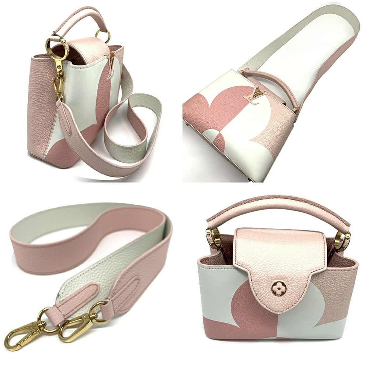 Louis Vuitton Pink White Leather Handbag (Pre-Owned)