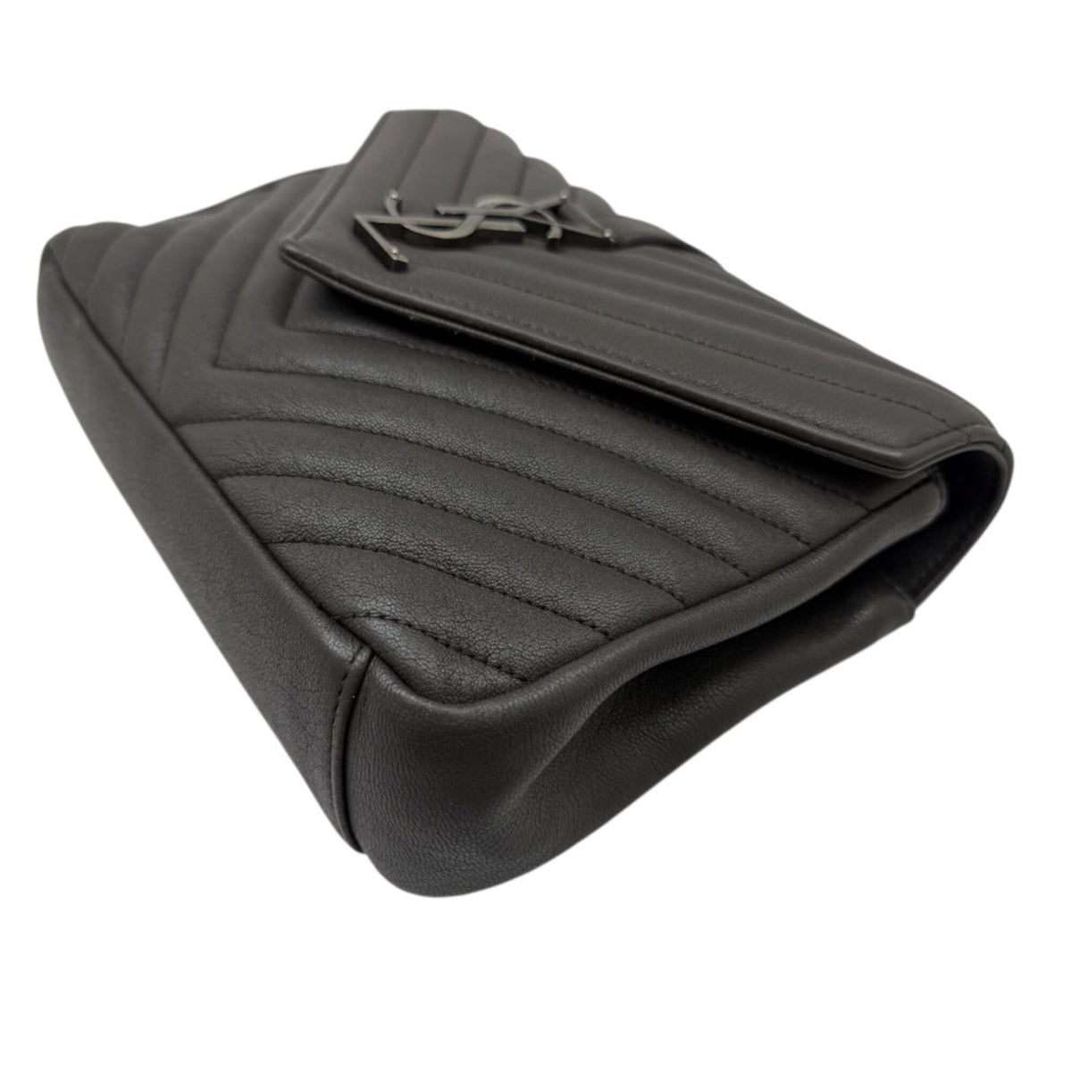Saint Laurent Dark Gray Leather Shoulder Bag (Pre-Owned)