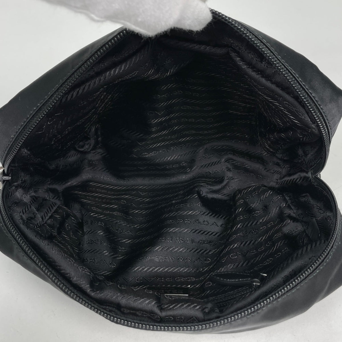Prada Black Nylon Leather Pouch (Pre-Owned)