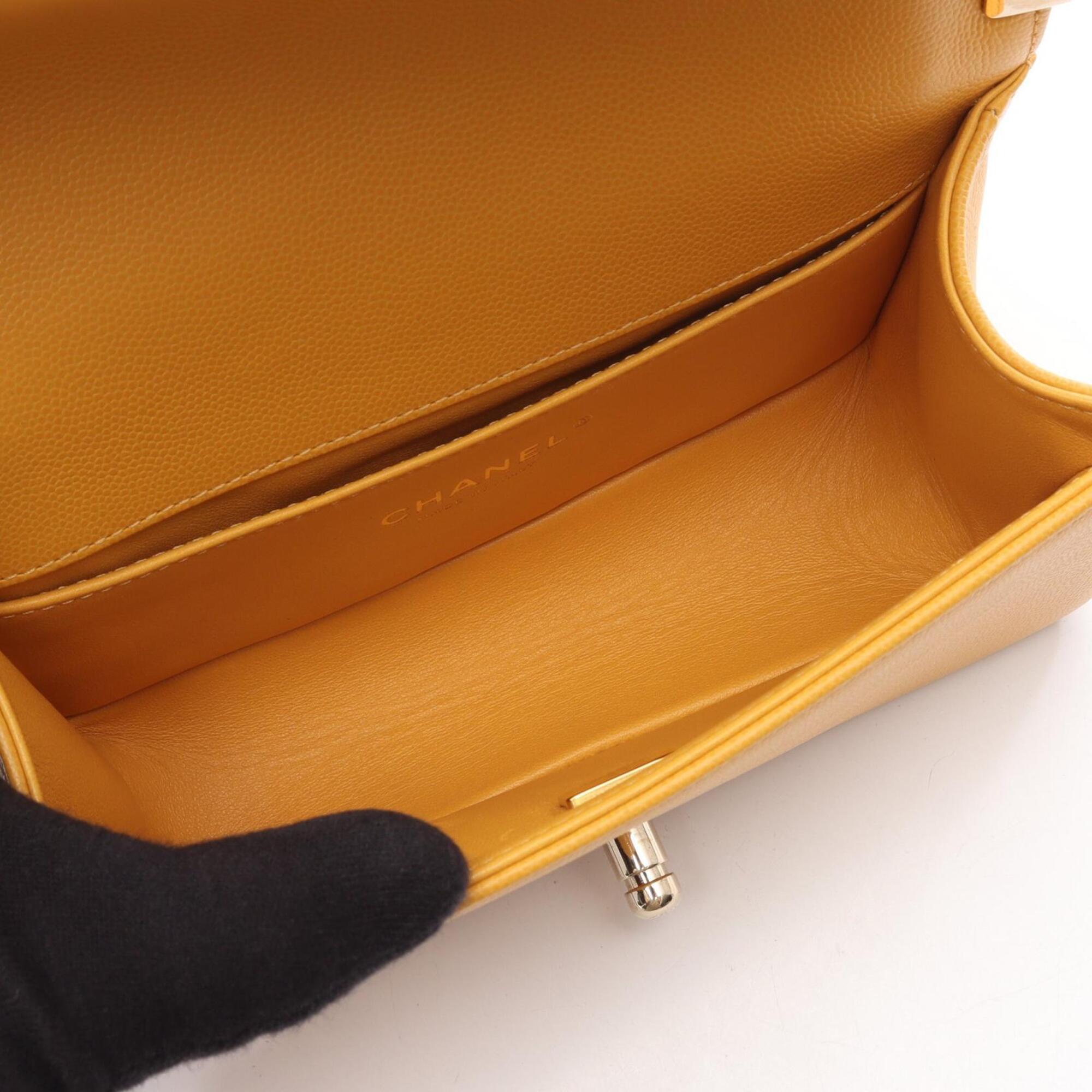 Chanel Yellow Grained Calfskin Handbag Shoulder Bag (Pre-Owned)
