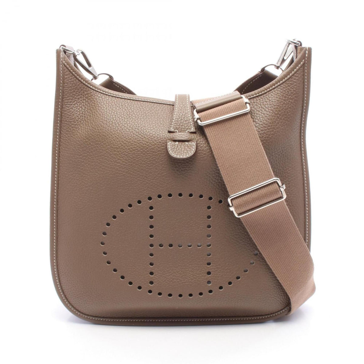 Hermes Etoupe Gray Gray Taurillon Clemence Leather Handbag Shoulder Bag (Pre-Owned)