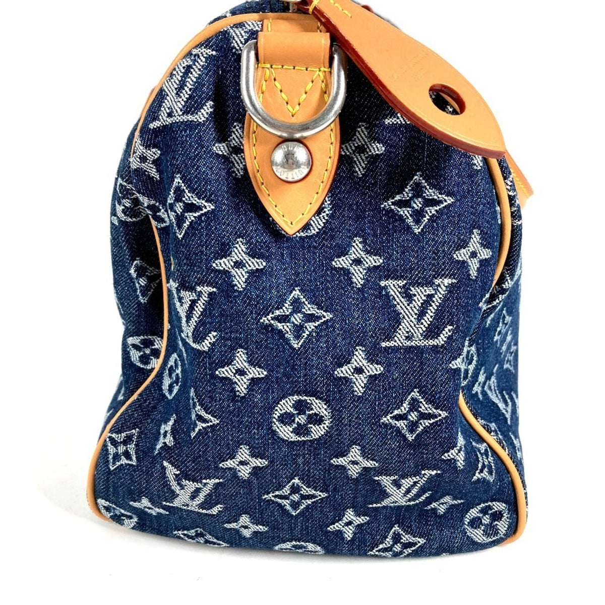 Louis Vuitton Blue Monogram Denim Boston Bag Handbag Tote Bag (Pre-Owned)