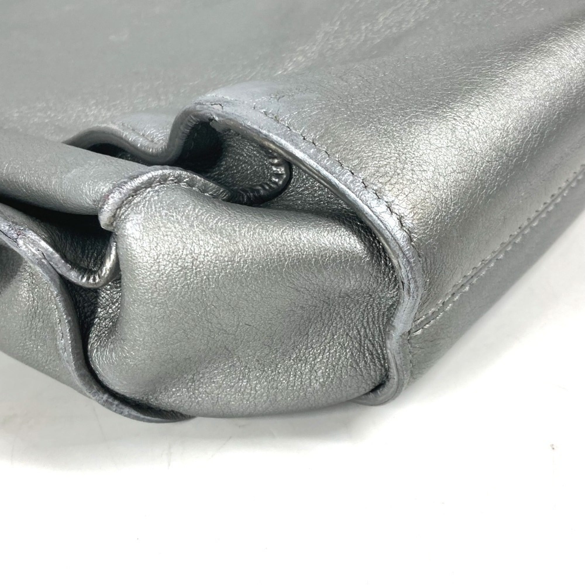 Bvlgari Silver Leather Shoulder Bag Tote Bag (Pre-Owned)