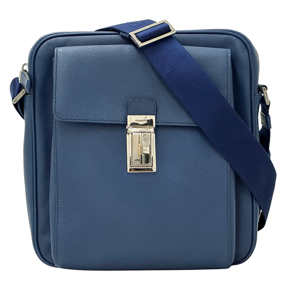 Prada Blue Saffiano Handbag Shoulder Bag (Pre-Owned)