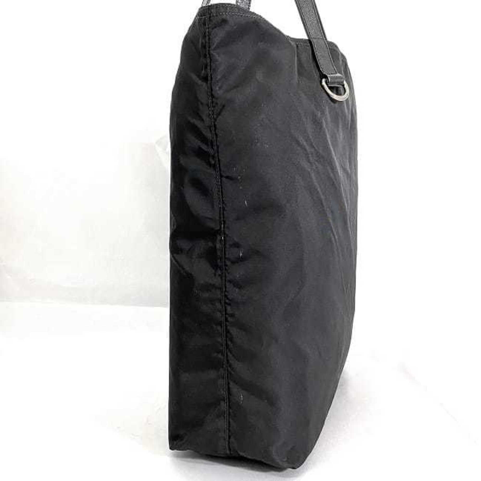 Prada Black Nero Nylon Leather Tote Bag (Pre-Owned)