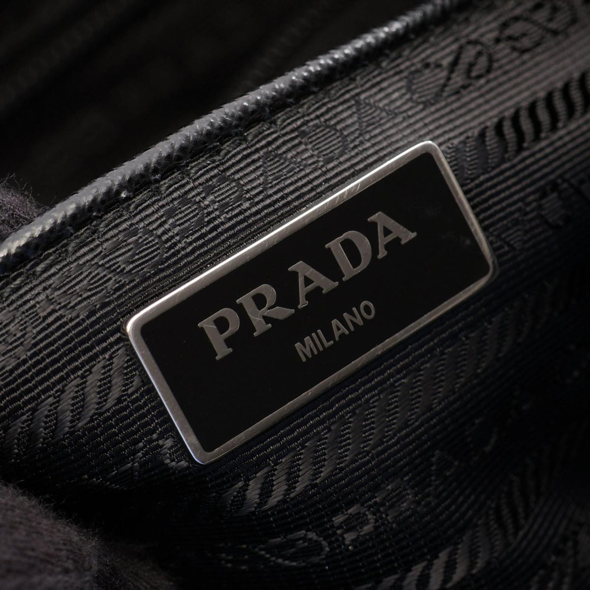 Prada Black Nylon Saffiano Triangle Backpack Handbag (Pre-Owned)