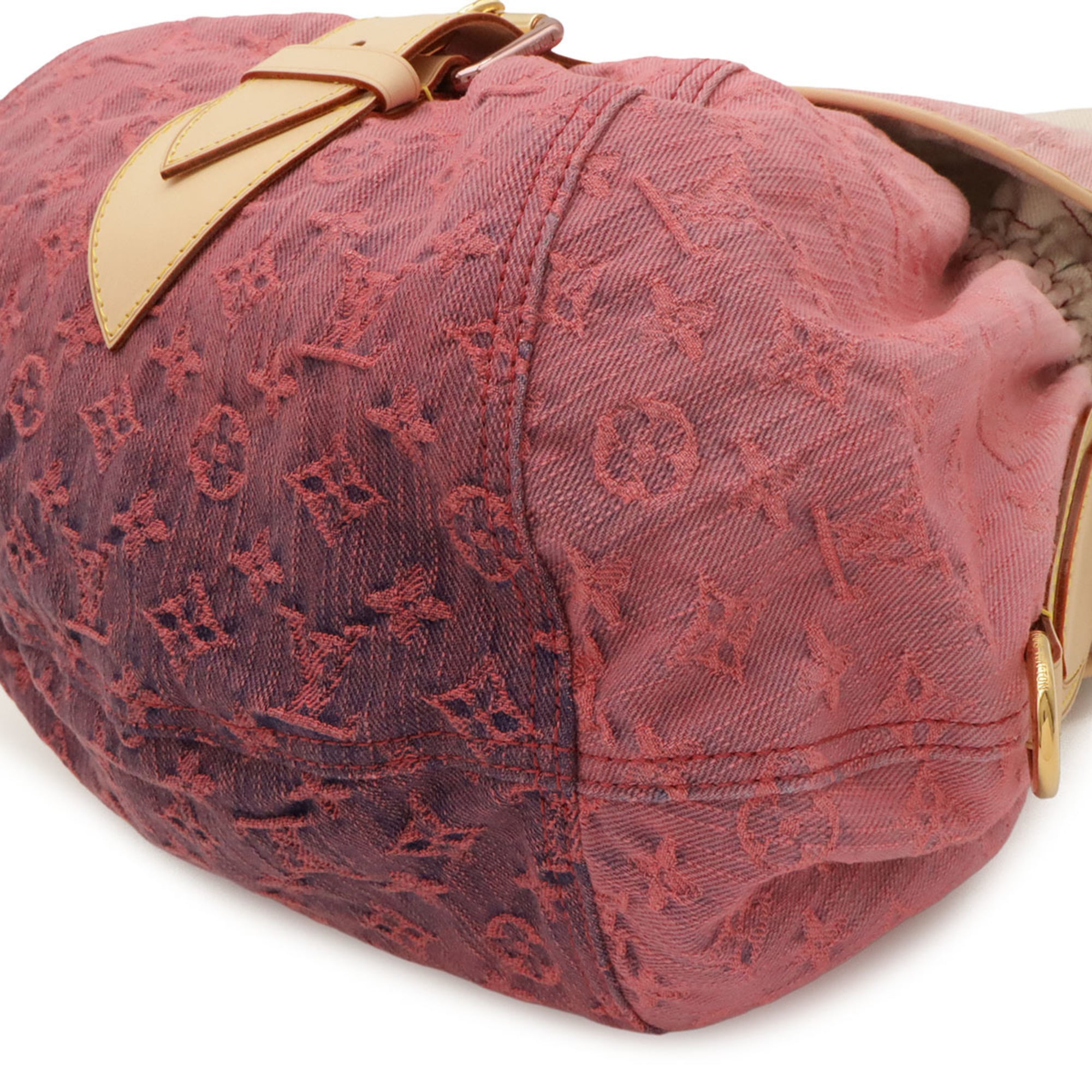 Louis Vuitton Noir Pink Denim Canvas Leather Pochette Shoulder Bag (Pre-Owned)