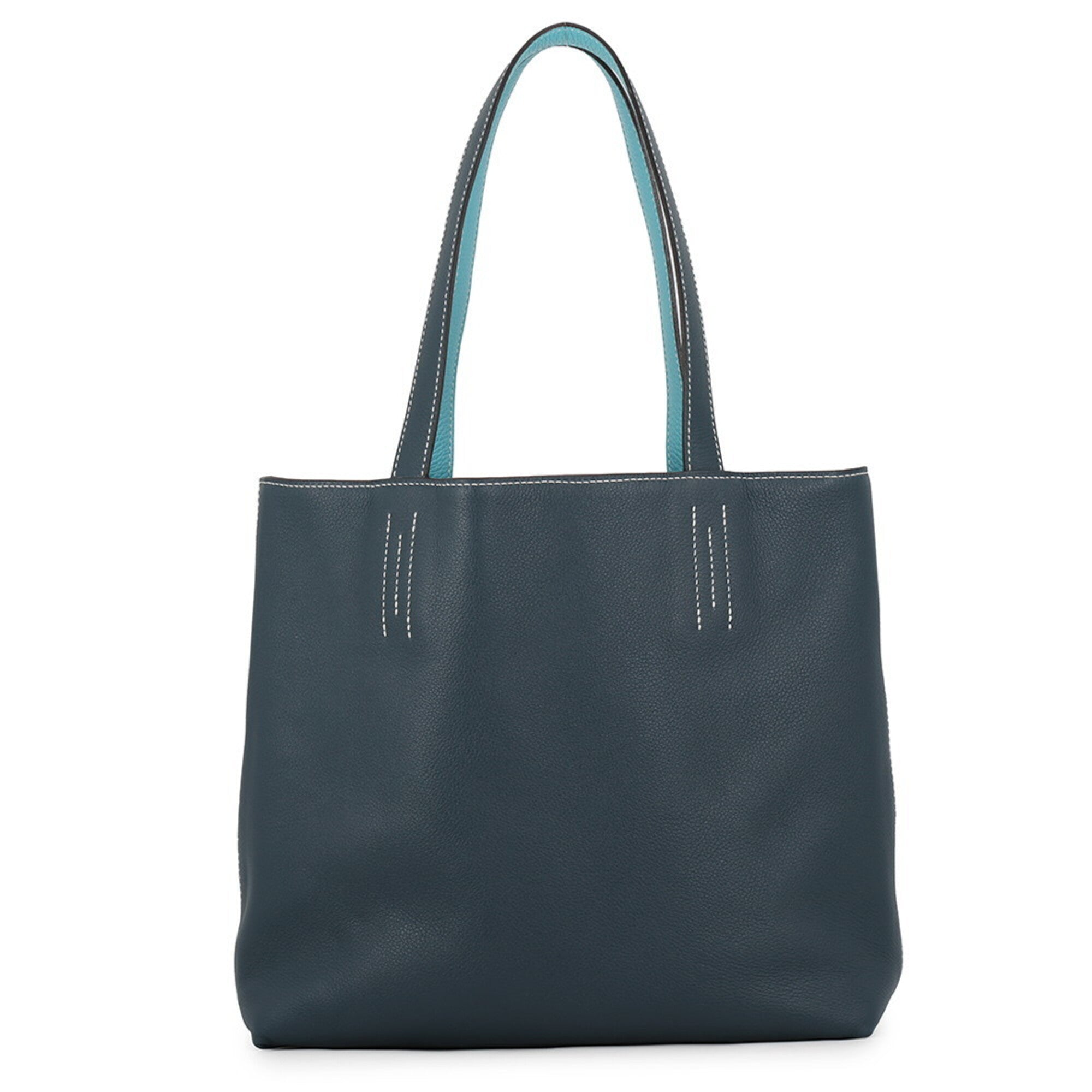 Hermes Blue Atoll Colvert Taurillon Clemence Leather Swift Leather Tote Bag (Pre-Owned)