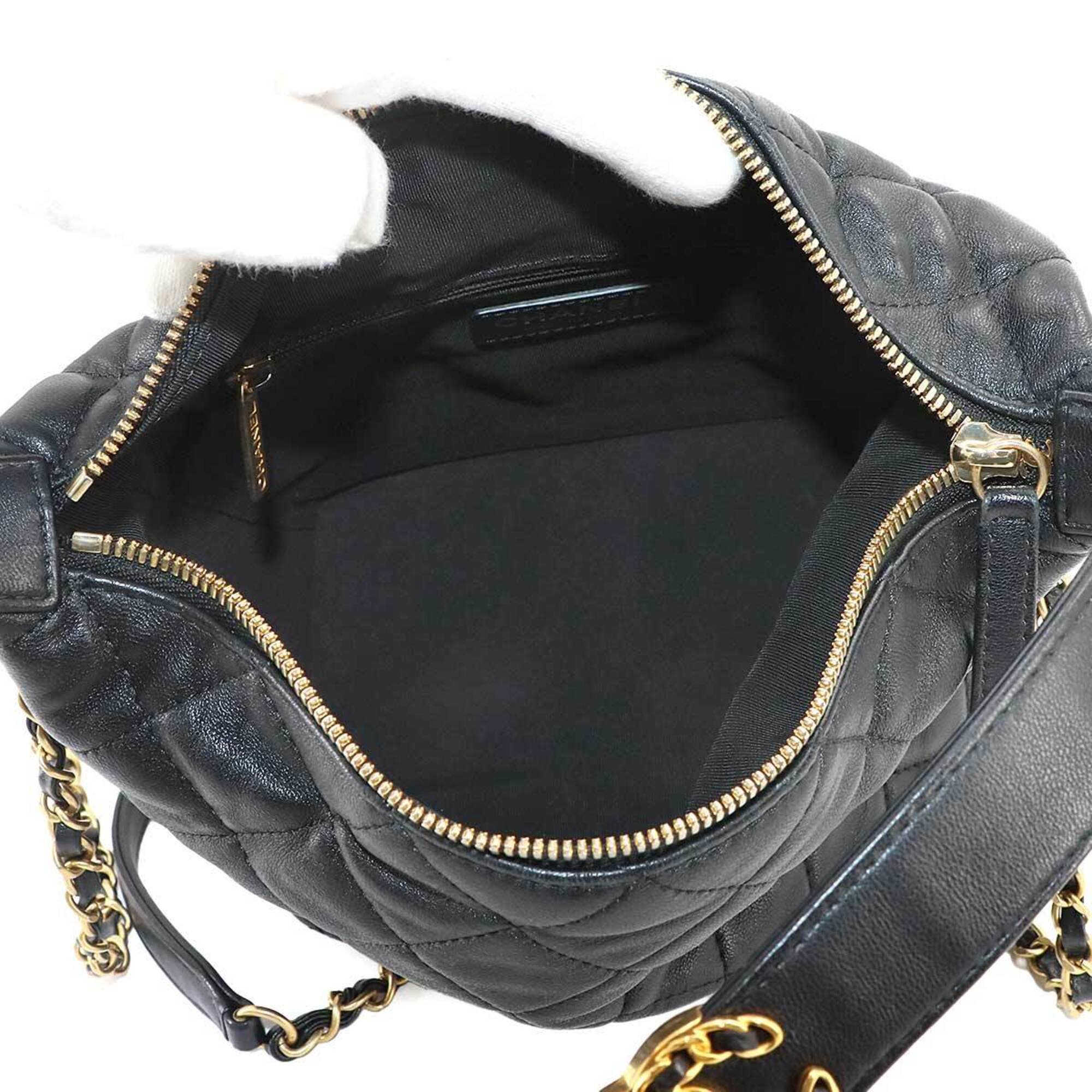 Chanel Matelasse Black Leather Handbag Shoulder Bag (Pre-Owned)