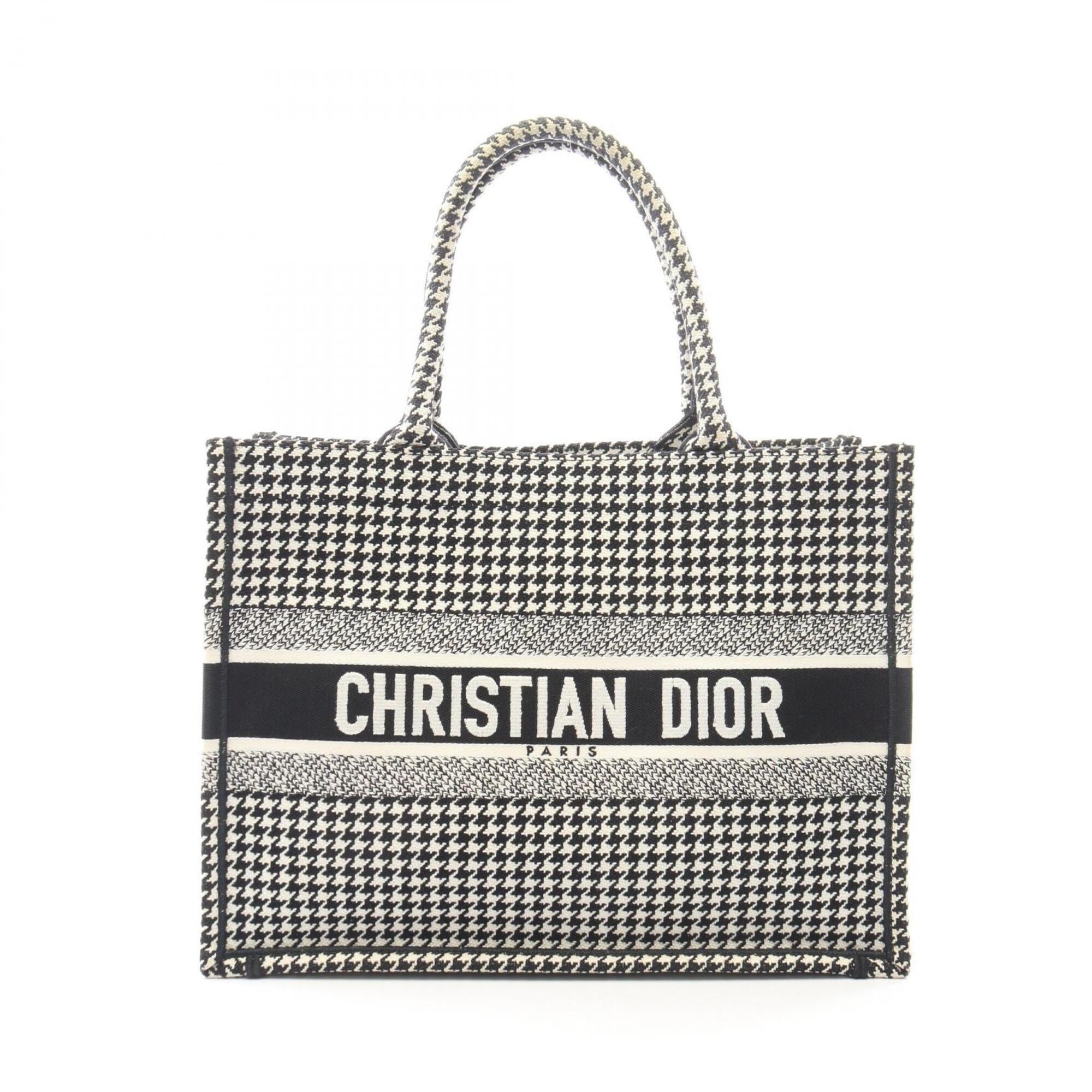 Christian Dior Black White Canvas Handbag Tote Bag (Pre-Owned)