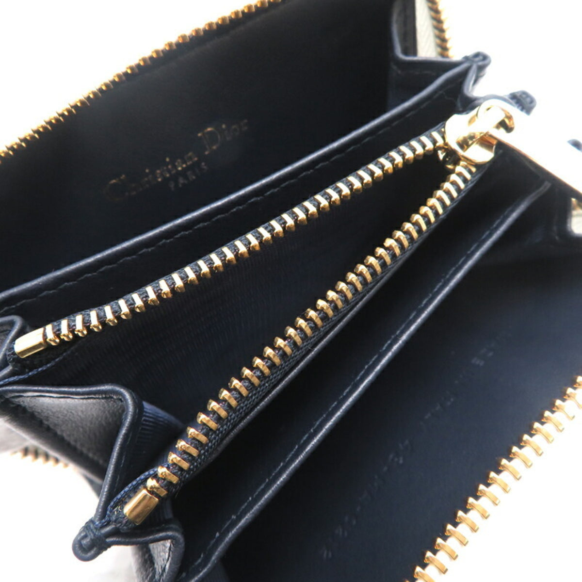 Christian Dior Black White Leather Coin Purse/Coin Case (Pre-Owned)