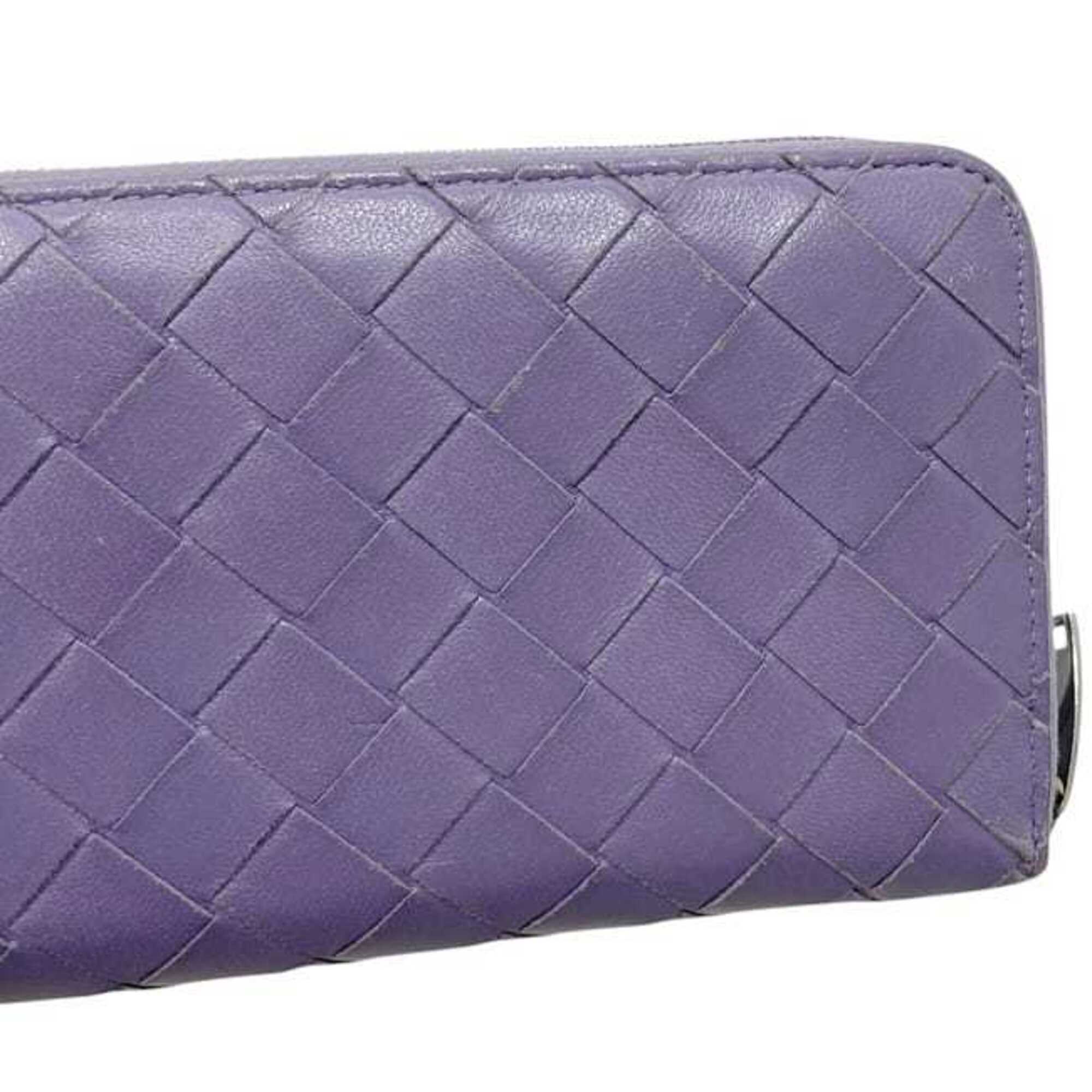 Bottega Veneta Purple Leather Long Wallet (Bi-Fold) (Pre-Owned)