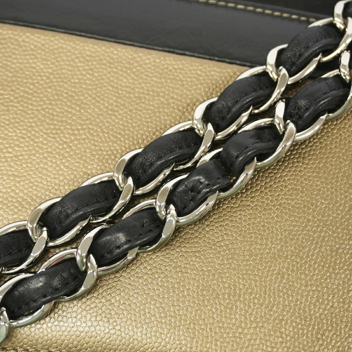 Chanel Black Khaki Grained Calfskin Leather Shoulder Bag (Pre-Owned)