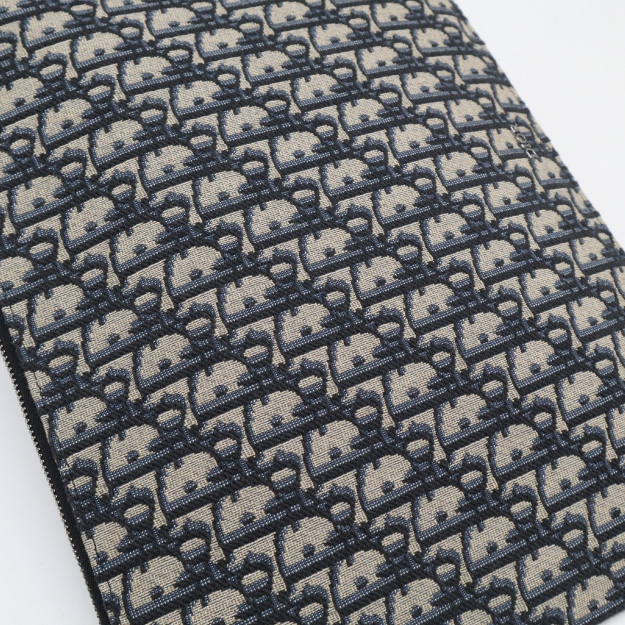 Christian Dior Beige Navy Cotton Leather Clutch Bag (Pre-Owned)
