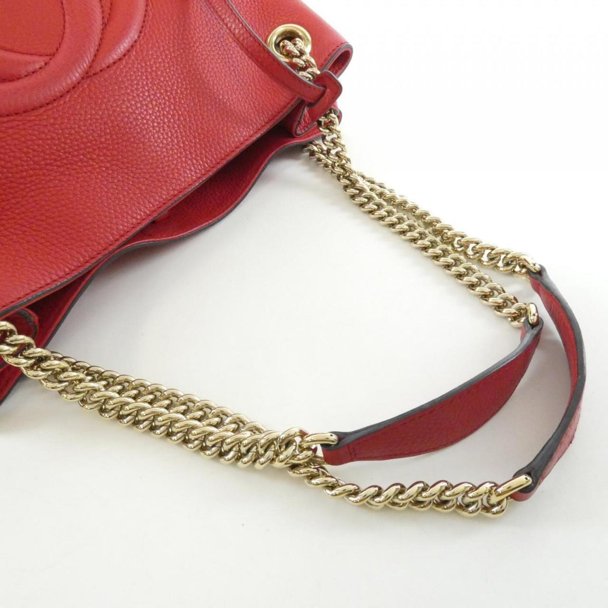 Gucci Red Color Leather Shoulder Bag (Pre-Owned)
