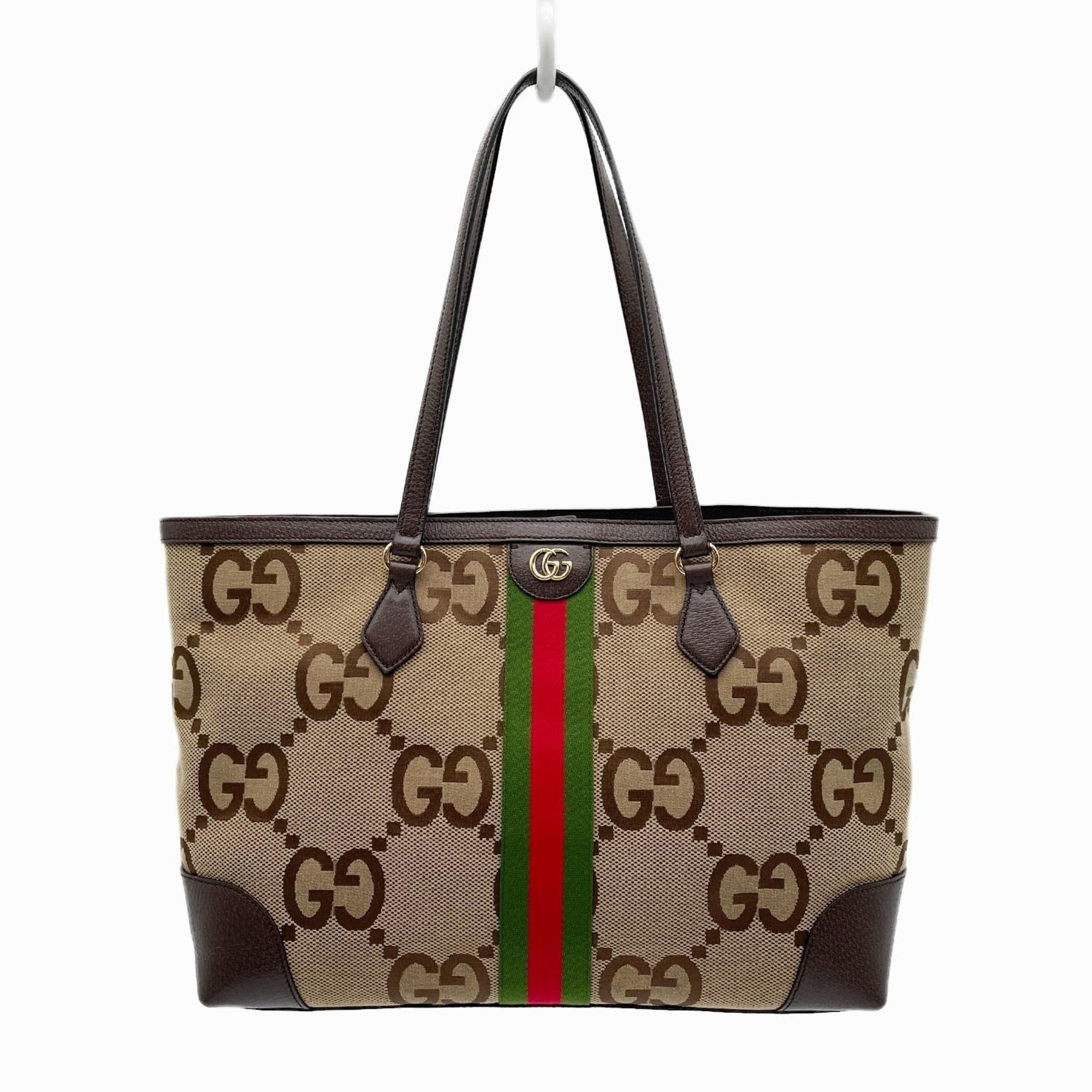 Gucci Brown Canvas Leather Tote Bag (Pre-Owned)