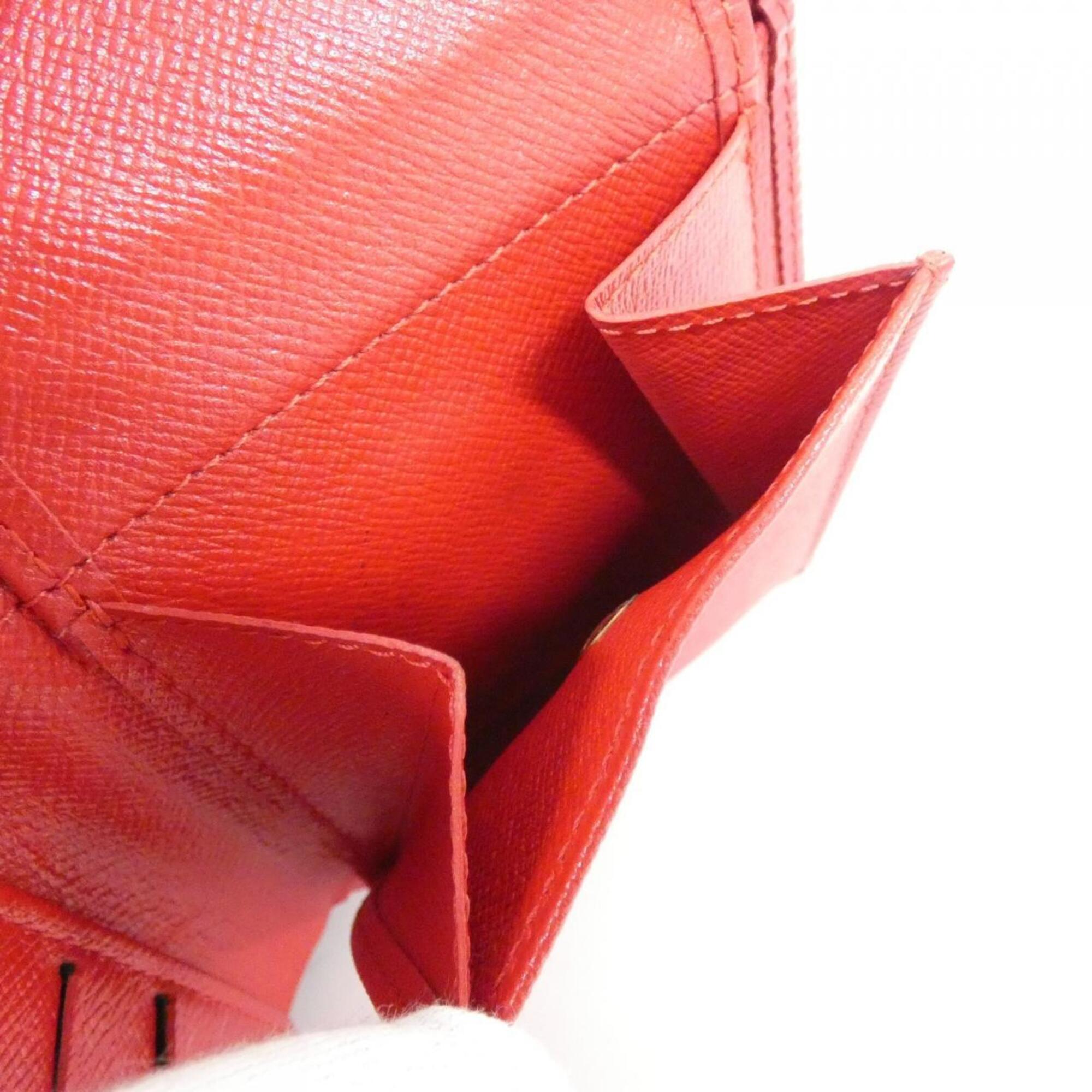 Louis Vuitton Red Color Leather Wallet (Bi-Fold) (Pre-Owned)