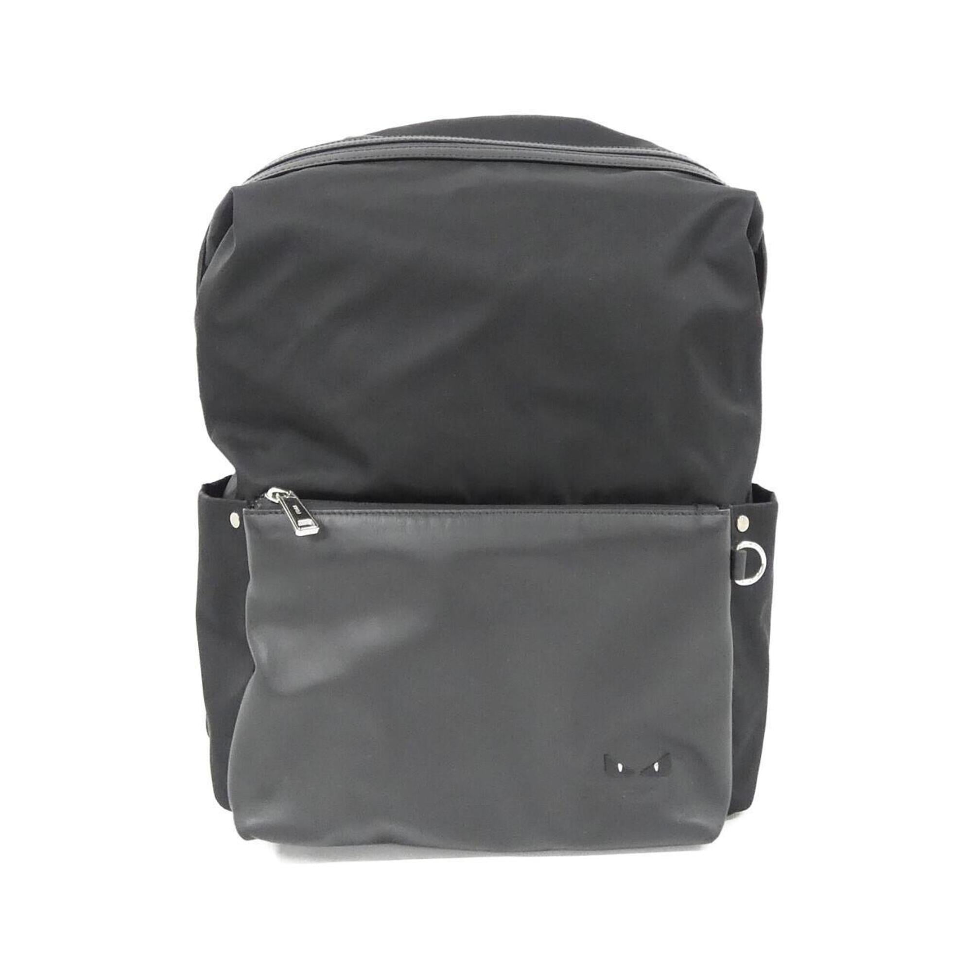 Fendi Black Nylon Leather Backpack Handbag (Pre-Owned)