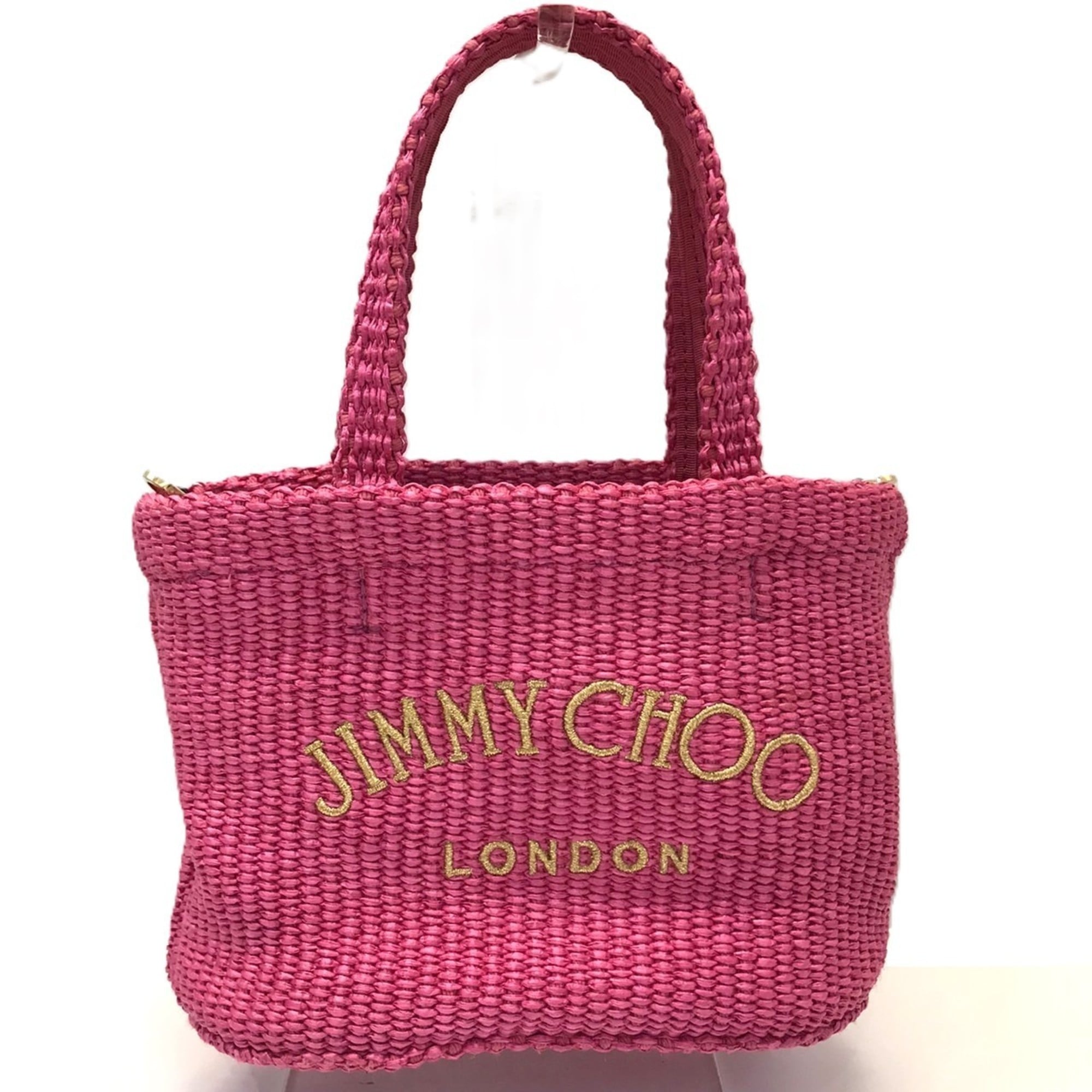 Jimmy Choo Pink Raffia Handbag (Pre-Owned)