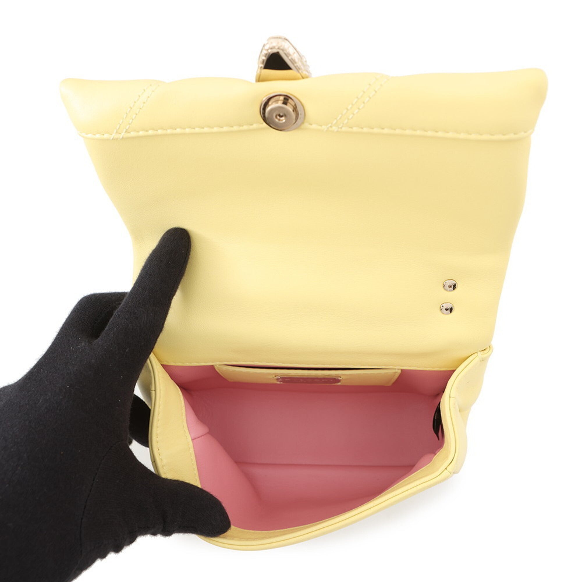 Bvlgari Yellow Leather Handbag Shoulder Bag (Pre-Owned)